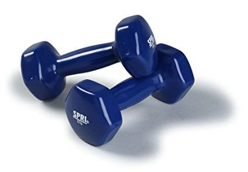 SPRI Deluxe Vinyl Dumbbells, 15 lb Pair, Grey - Womvr