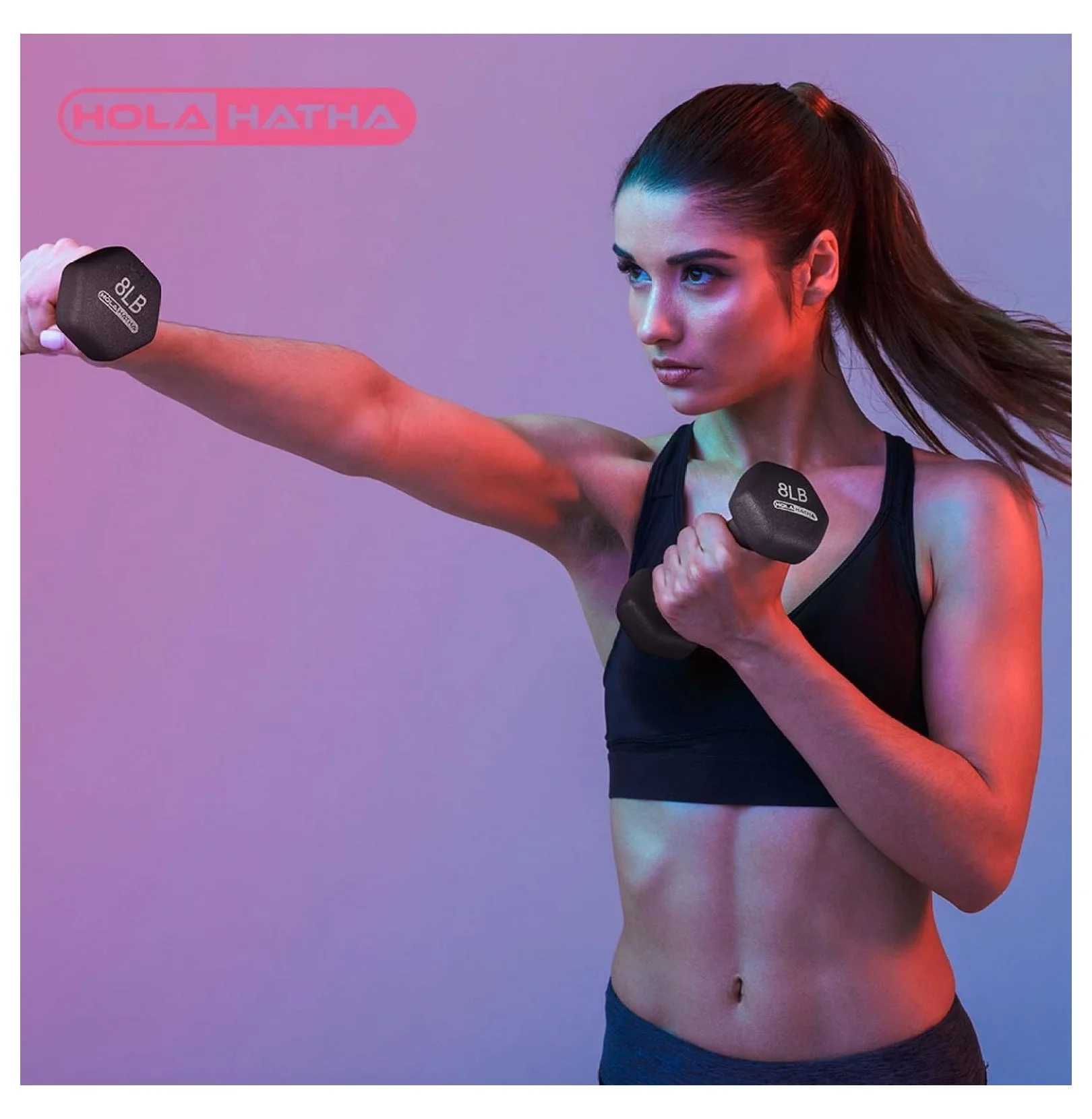 2, 3, 5, 8, and 10 Pound Neoprene Dumbbell Hand Weight Set with Rack - Womvr