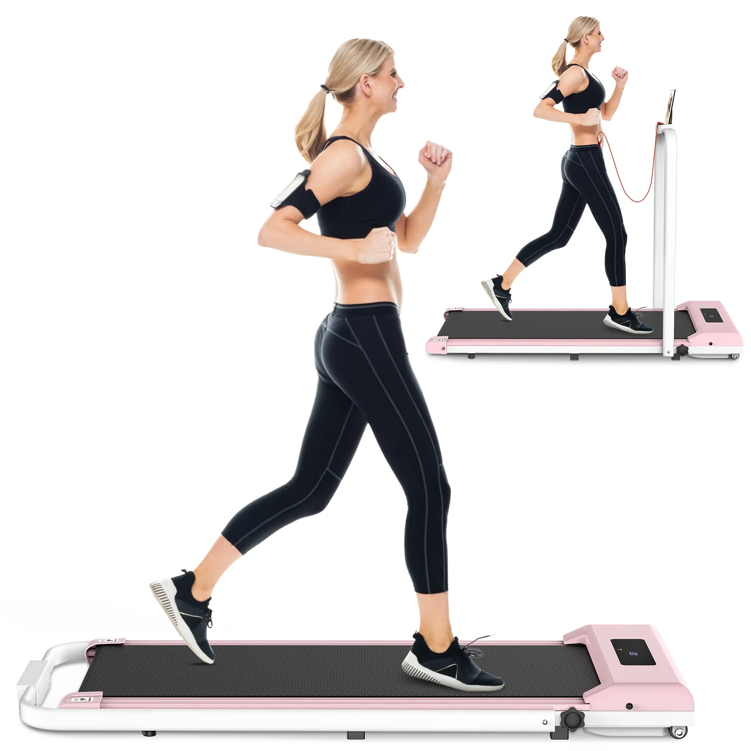 Home Fitness Code Treadmills for Home, Ultra Slim Under Desk Treadmill for Home/Office, No Assembly Required, Black - Womvr