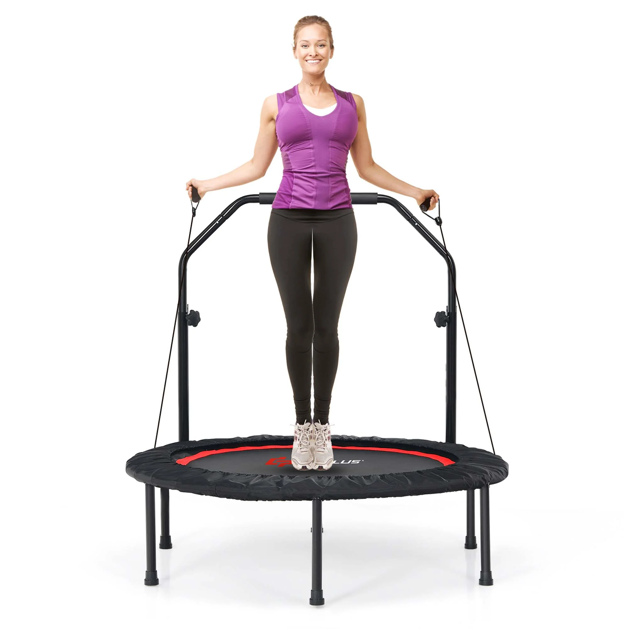 Costway 40'' Foldable Trampoline Fitness Rebounder with Resistance Bands Adjustable Home Green - Womvr