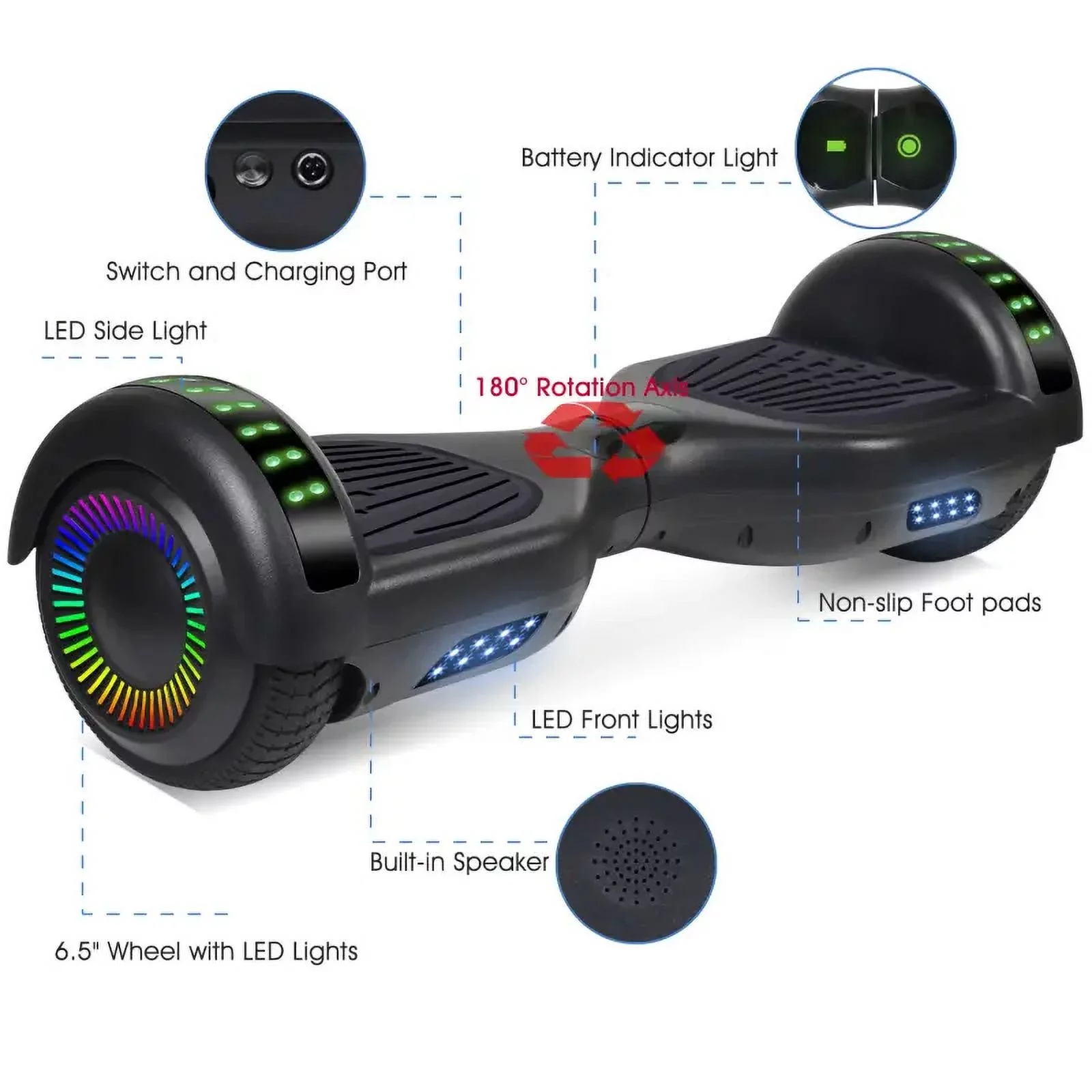 Hoverboard with Bluetooth and LED Lights 6.5