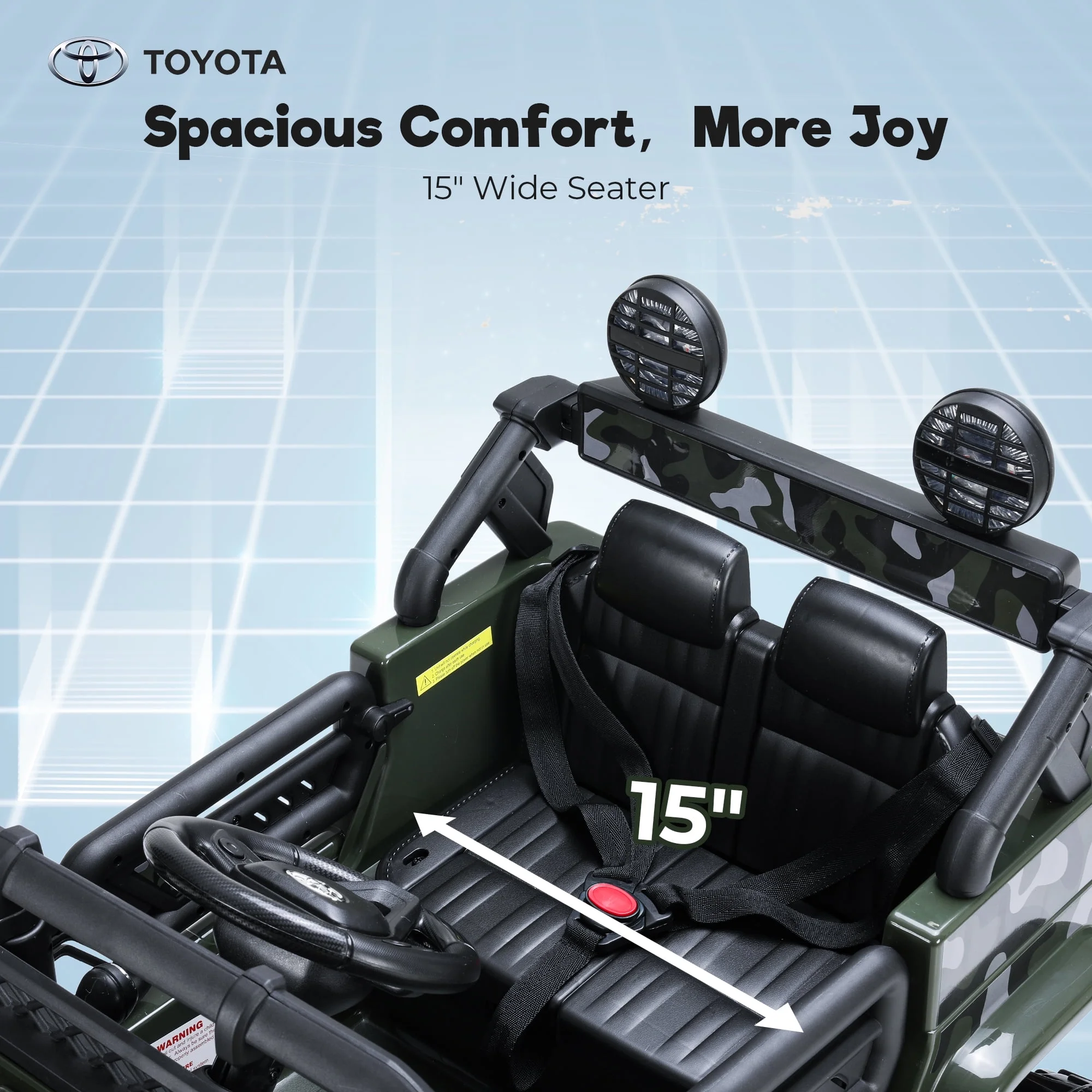 Toyota FJ Cruiser Ride on Car, 12V Powered Off-Road Toys for Kids w/ Remote,Spring Suspension,6 LED Lights,Camo Green - Womvr