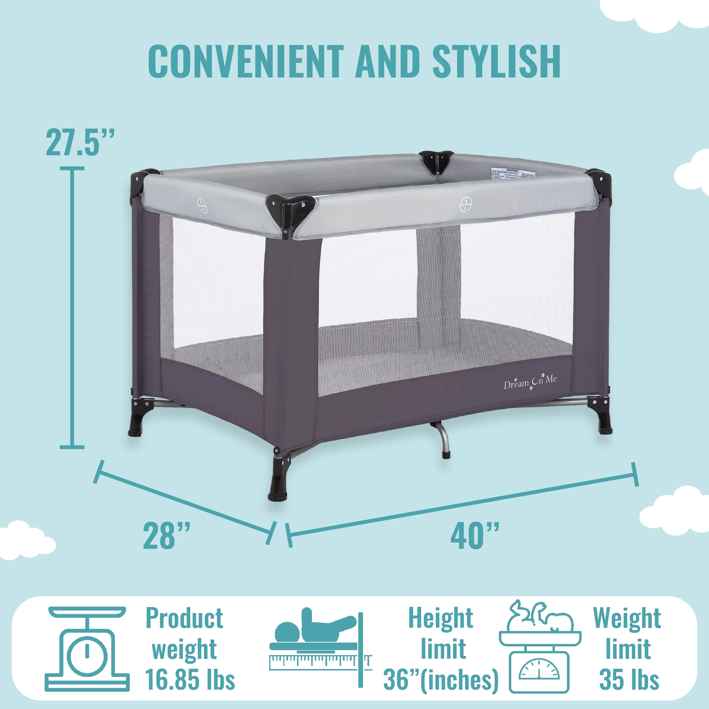 Dream On Me Nest Portable Play Yard with Carry Bag and Shoulder Strap, Pink - Womvr