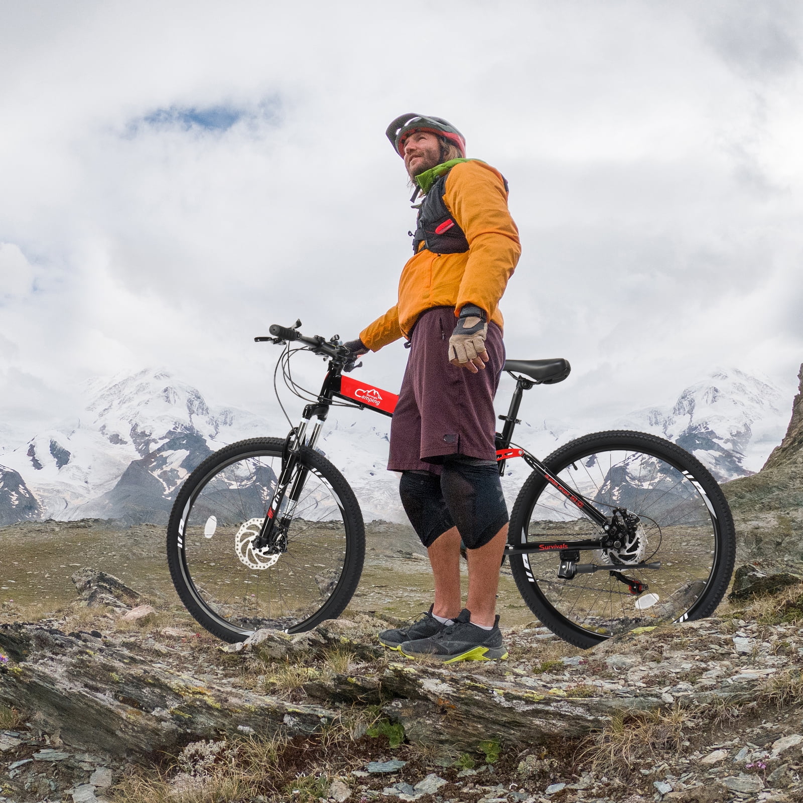 UBesGoo Folding Mountain Bike Shimano 21-Speed, with 26 inch Wheels, Red - Womvr