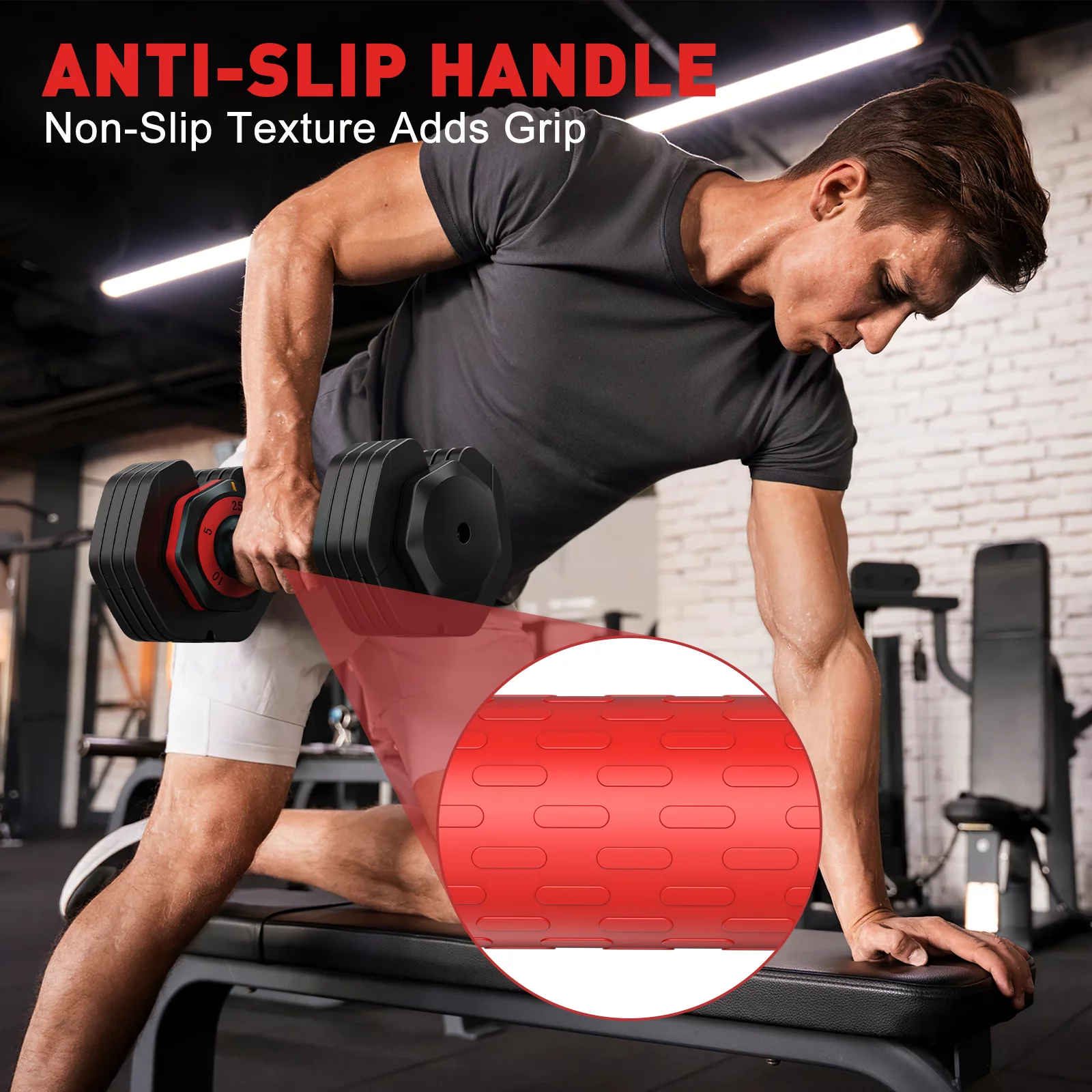 GIKPAL 110lb(505lb*2) Adjustable Dumbbells, 5-50lbs Dumbells Adjustable Free Weights Plates with Tray for Workout Strength Training Fitness Women / Men,Pair, Black - Womvr