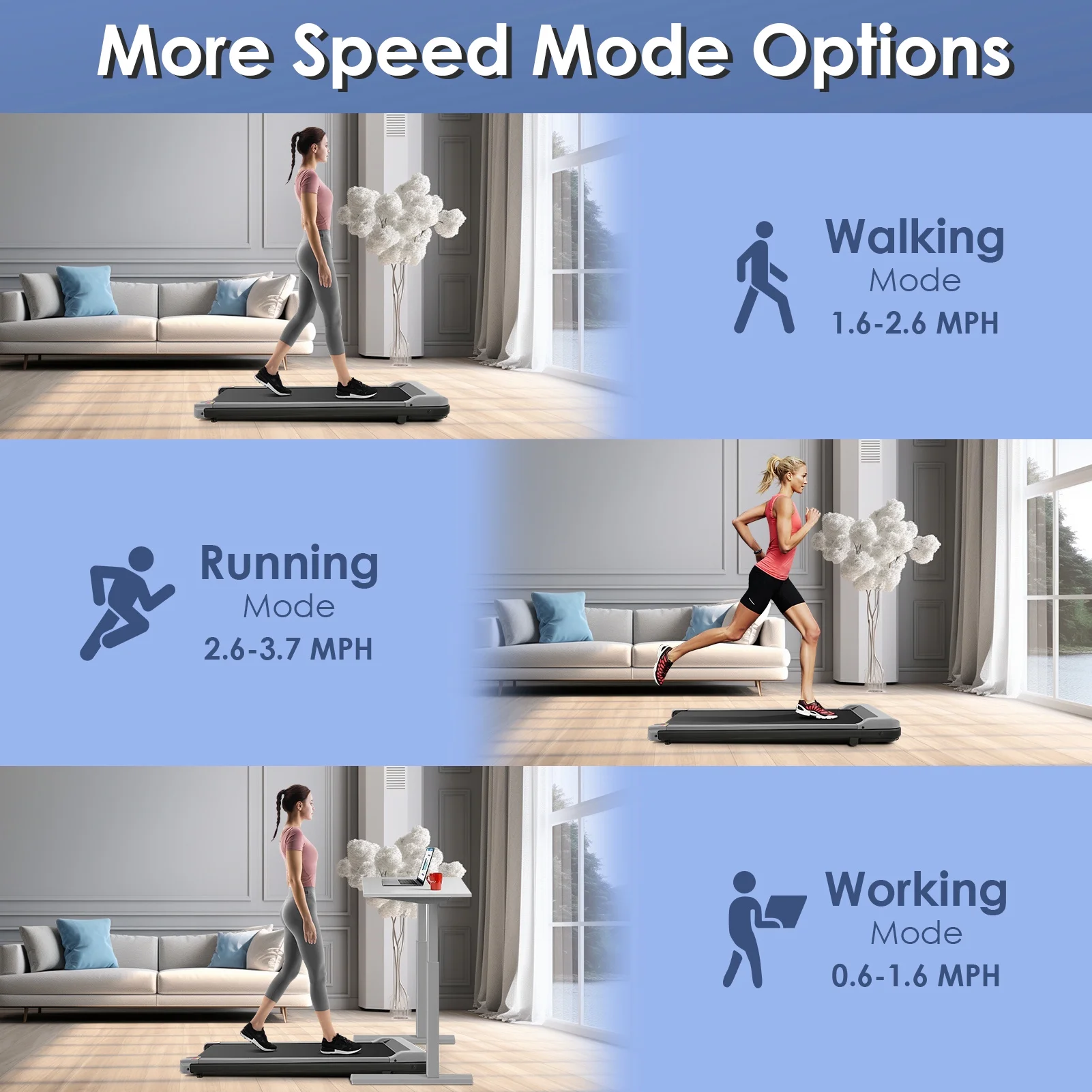 Tikmboex 2.5HP Under Desk Treadmill with LED Display Wireless Remote Control .Quiet & Compact Walking Pad for Home Office - Womvr