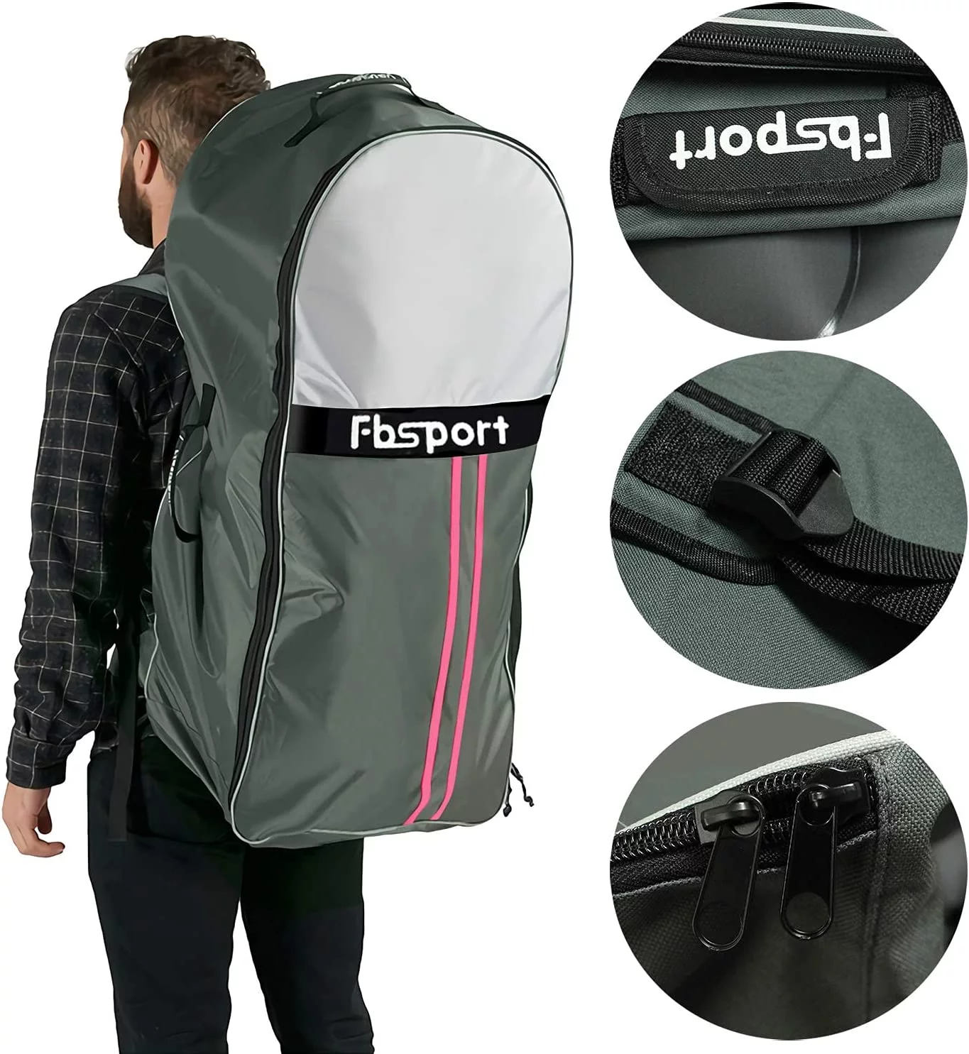 Fbsport 11ft Inflatable Paddle Board SUP, 6'' Thick W/Paddling Fins Pump & Accessories Pack, Green - Womvr