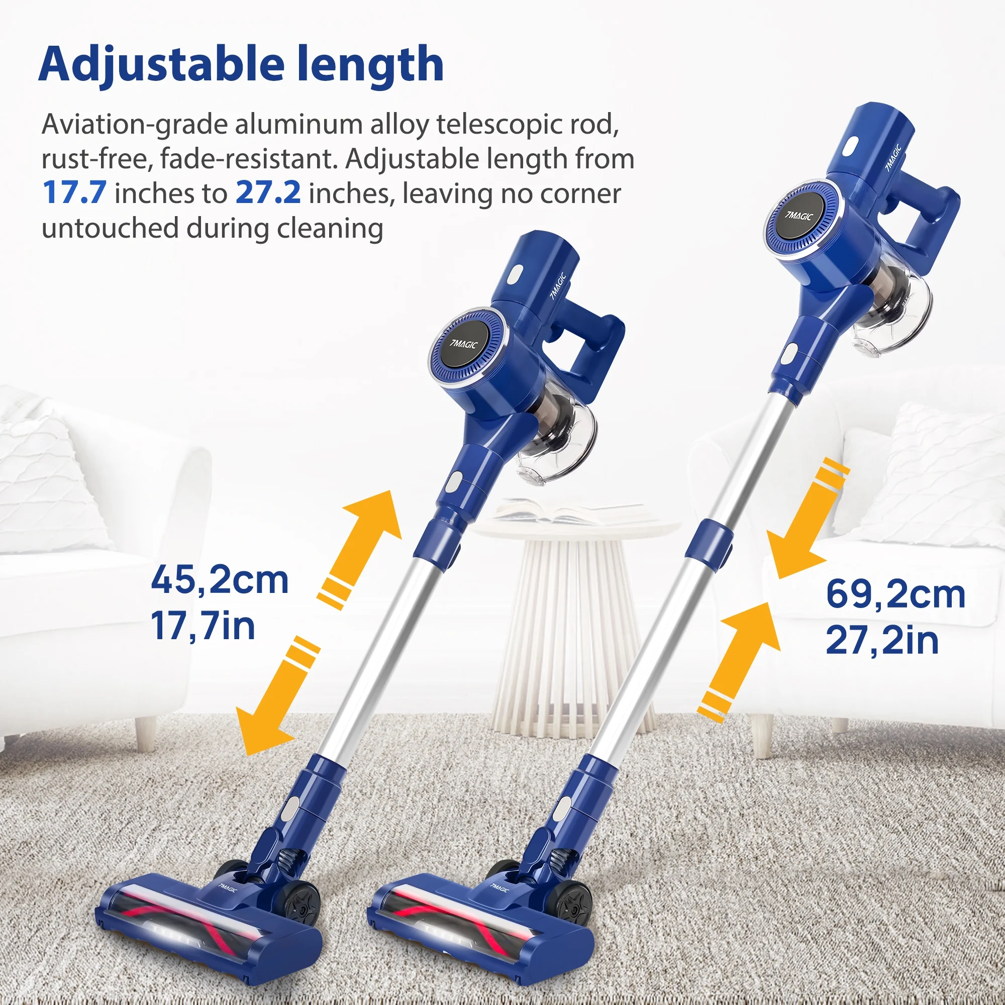7MAGIC Cordless Vacuum Cleaner, Stick Vacuum Cleaner with 25Kpa Suction for Carpet, Hard Surfaces and Pet Hair, 40 Mins Runtime, 6 in 1 Lightweight Handheld Vacuum for Home and Car - Womvr