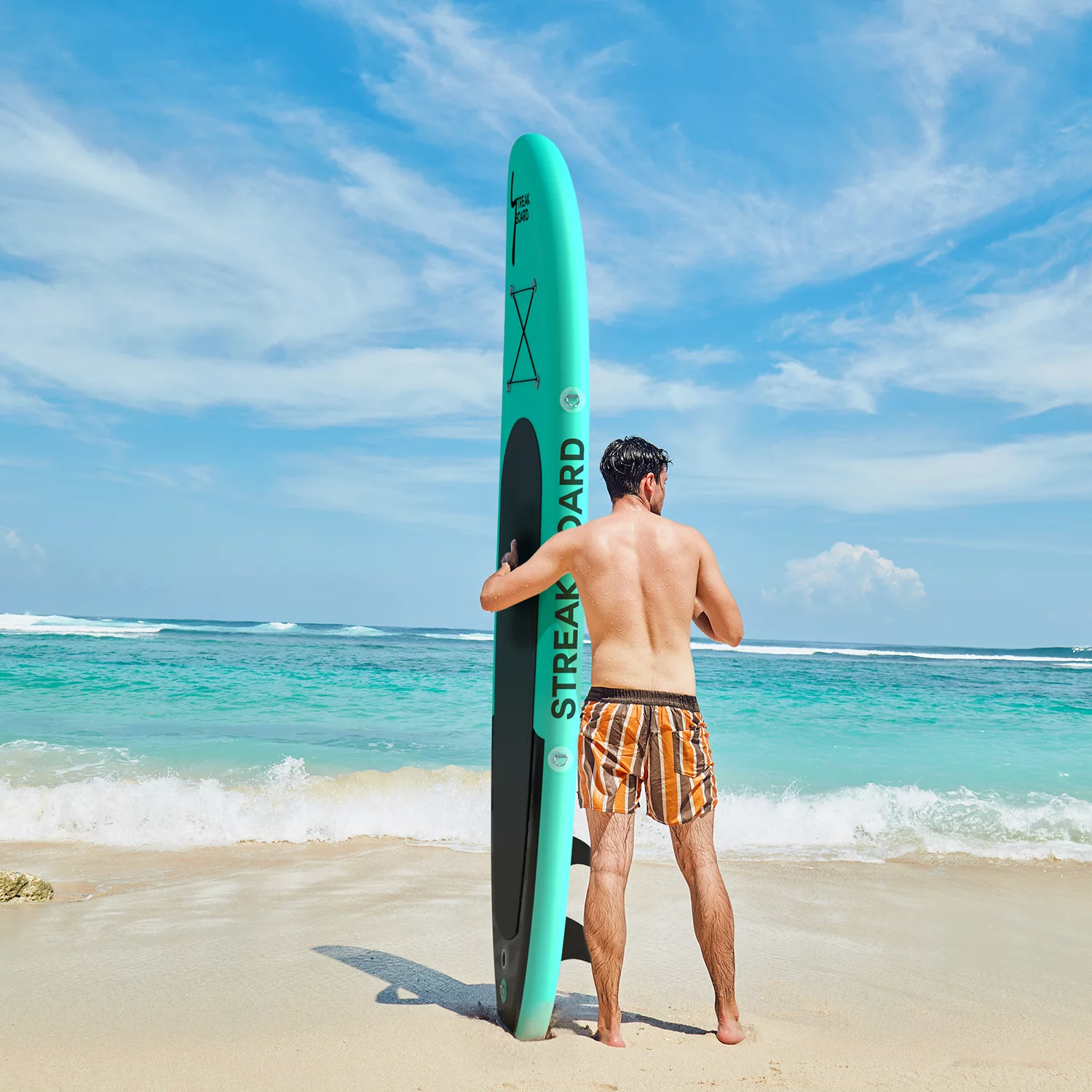 streakboard 10' Inflatable Stand up Paddle Board with SUP Accessories, Backpack, Paddle & Hand Pump - Womvr