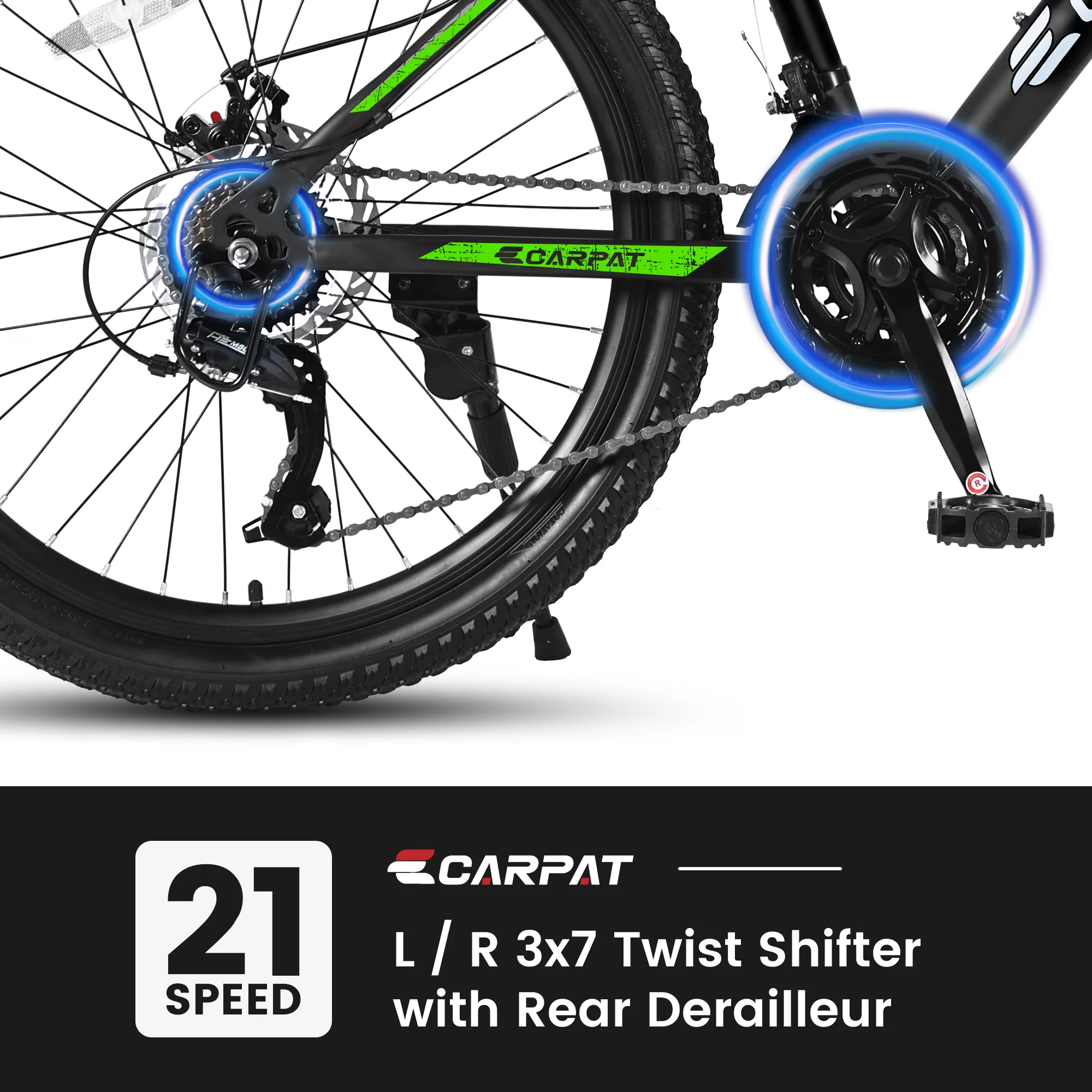 26 inch Mountain Bike for Men, Adult Mens Bike with 21 Speed & Disc Brakes - Womvr