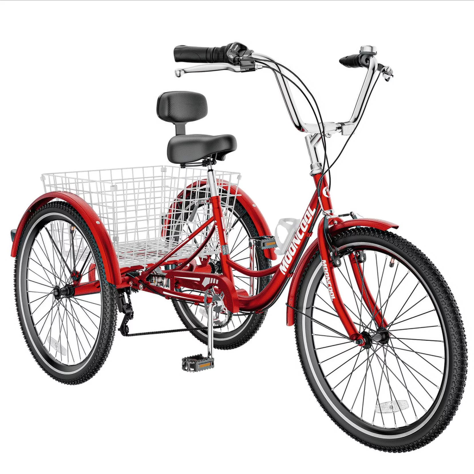 MOONCOOL Adult Tricycles, 3 Wheel 7 Speed Trikes, 20/24/26 inch Adult Trikes 3 Wheeled Bike with Basket for Seniors, Women, Men - Womvr