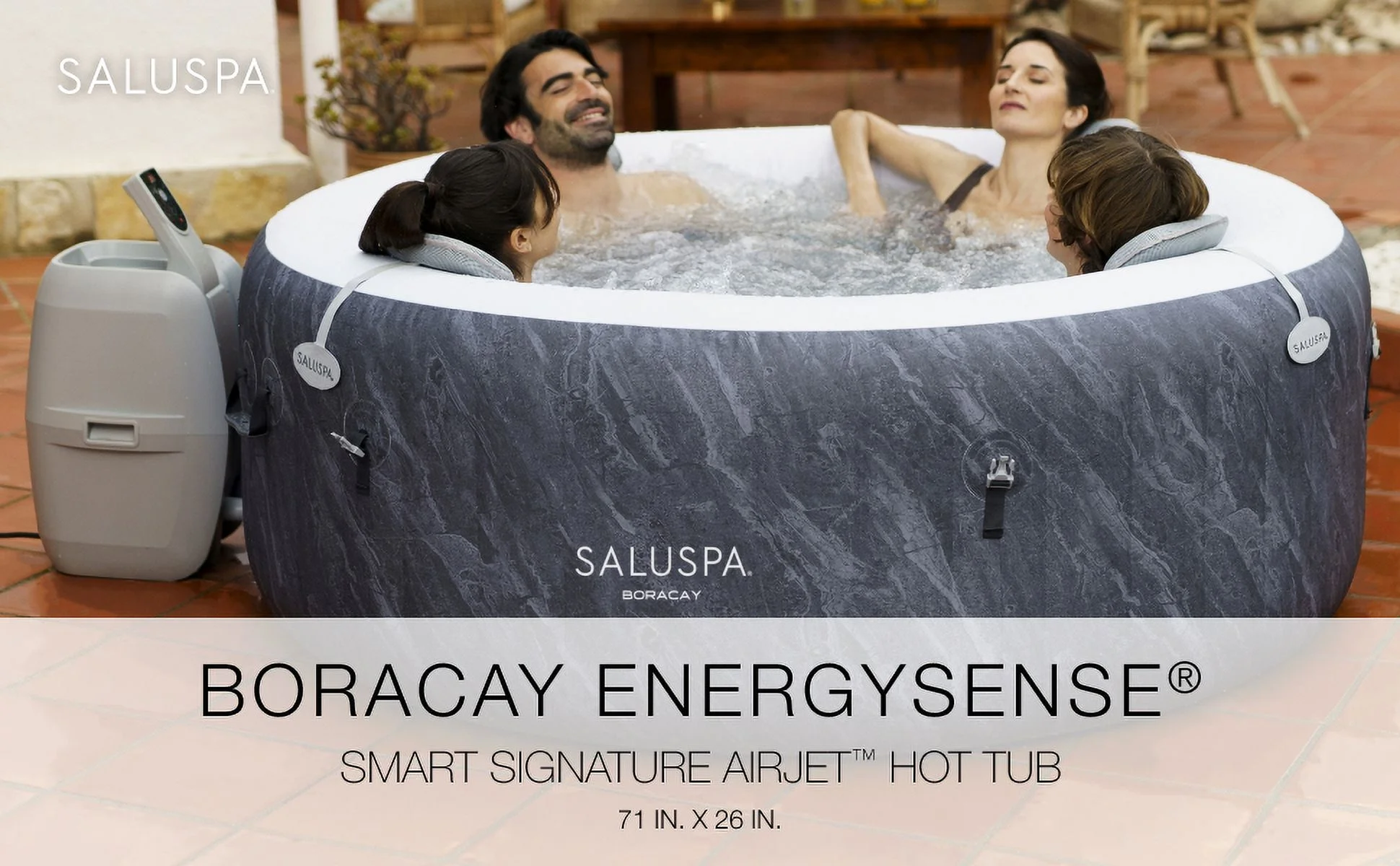 Bestway SaluSpa Cancun AirJet Inflatable Hot Tub with 120 Jets, Gray - Womvr