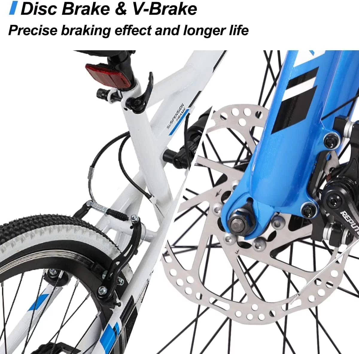 Hiland 26 Inch Mountain Bike,Full-Suspension 21 Speeds Drivetrain with Disc-Brake MTB Bicycle,for Men Mens Women Bike - Womvr