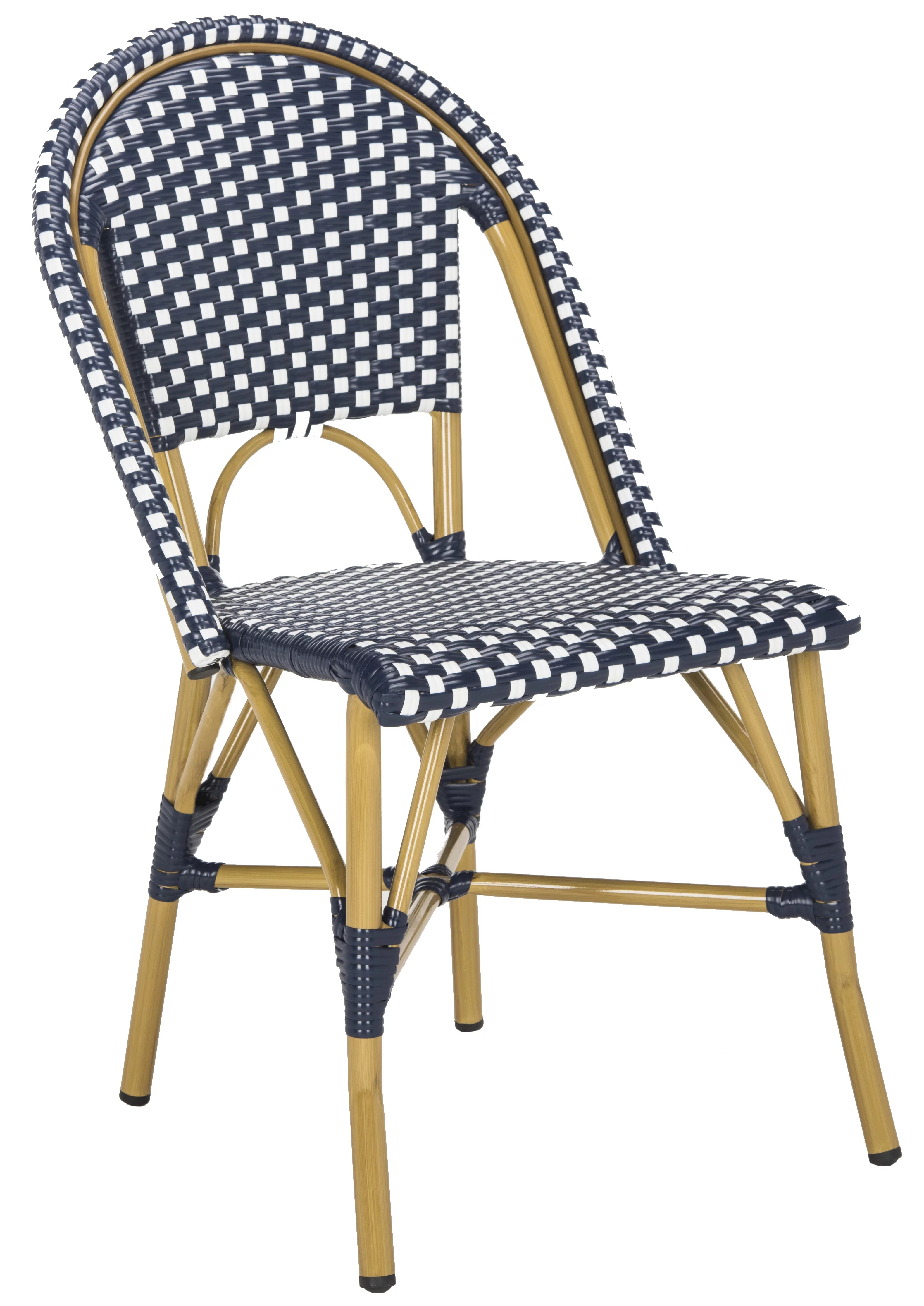 SAFAVIEH Salcha Outdoor French Bistro Side Chair, Blue/White, Set of 2 - Womvr