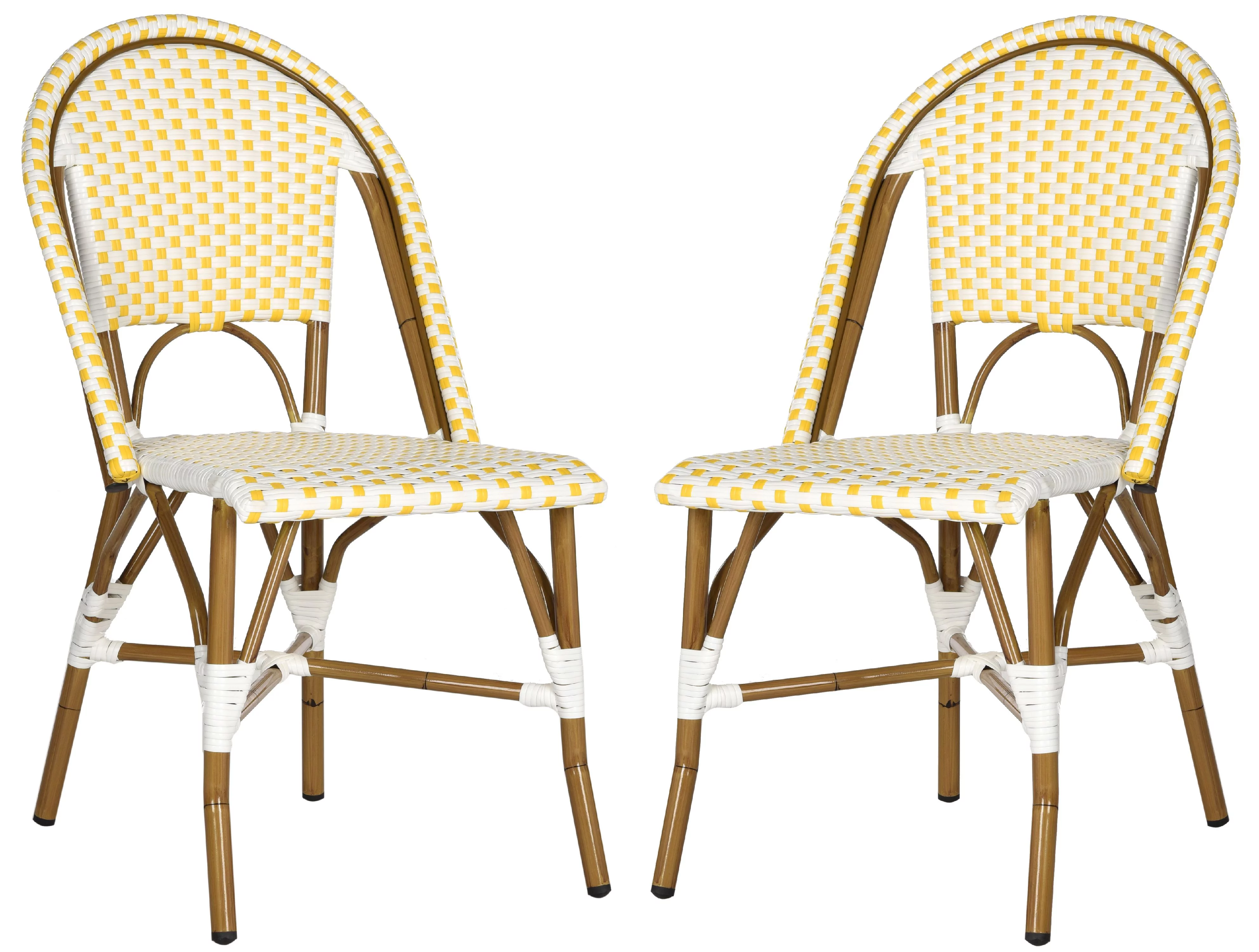 SAFAVIEH Salcha Outdoor French Bistro Side Chair, Blue/White, Set of 2 - Womvr