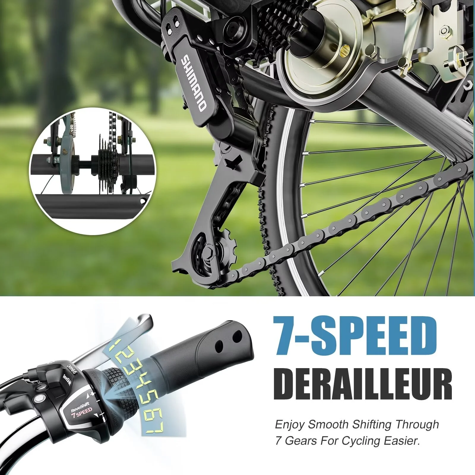 MOPHOTO 20/24/26 inch Adult Tricycle Folding 3 Wheel Cruiser Bikes 7 Speed, Portable and Foldable Trikes with Cargo Basket for Men & Women Outdoor Cycling, Purple - Womvr