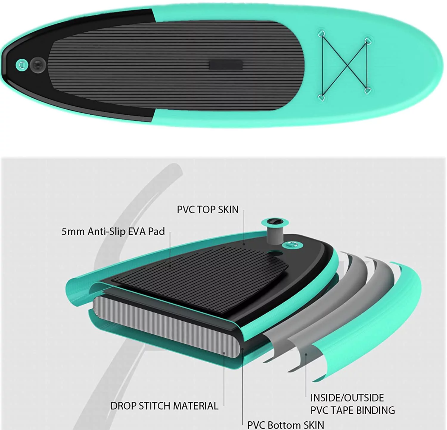 streakboard 10' Inflatable Stand up Paddle Board with SUP Accessories, Backpack, Paddle & Hand Pump - Womvr