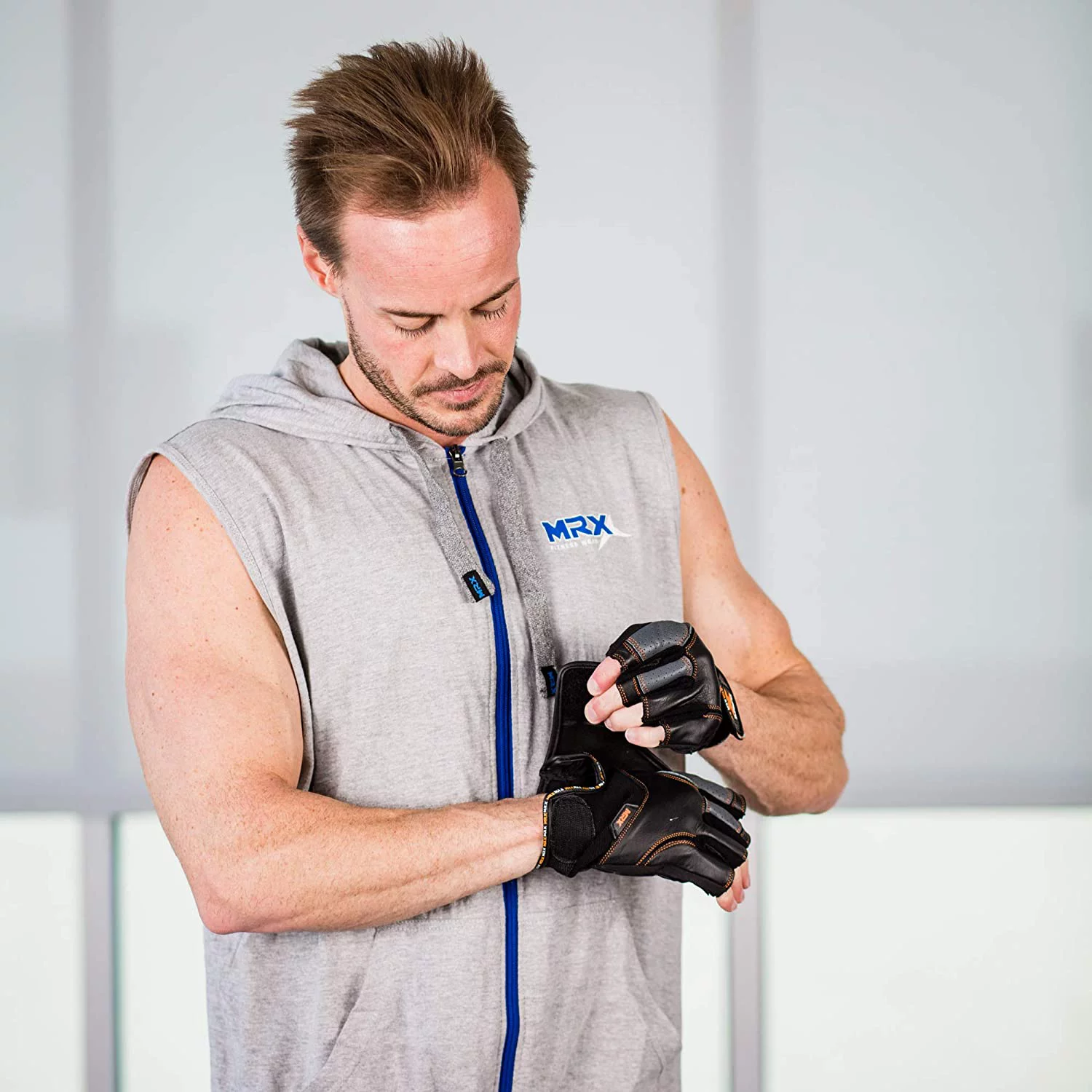 MRX Weight Lifting Gloves Gym Power Training Fitness Bodybuilding Glove Long Wrist Strap Black / Red M - Womvr