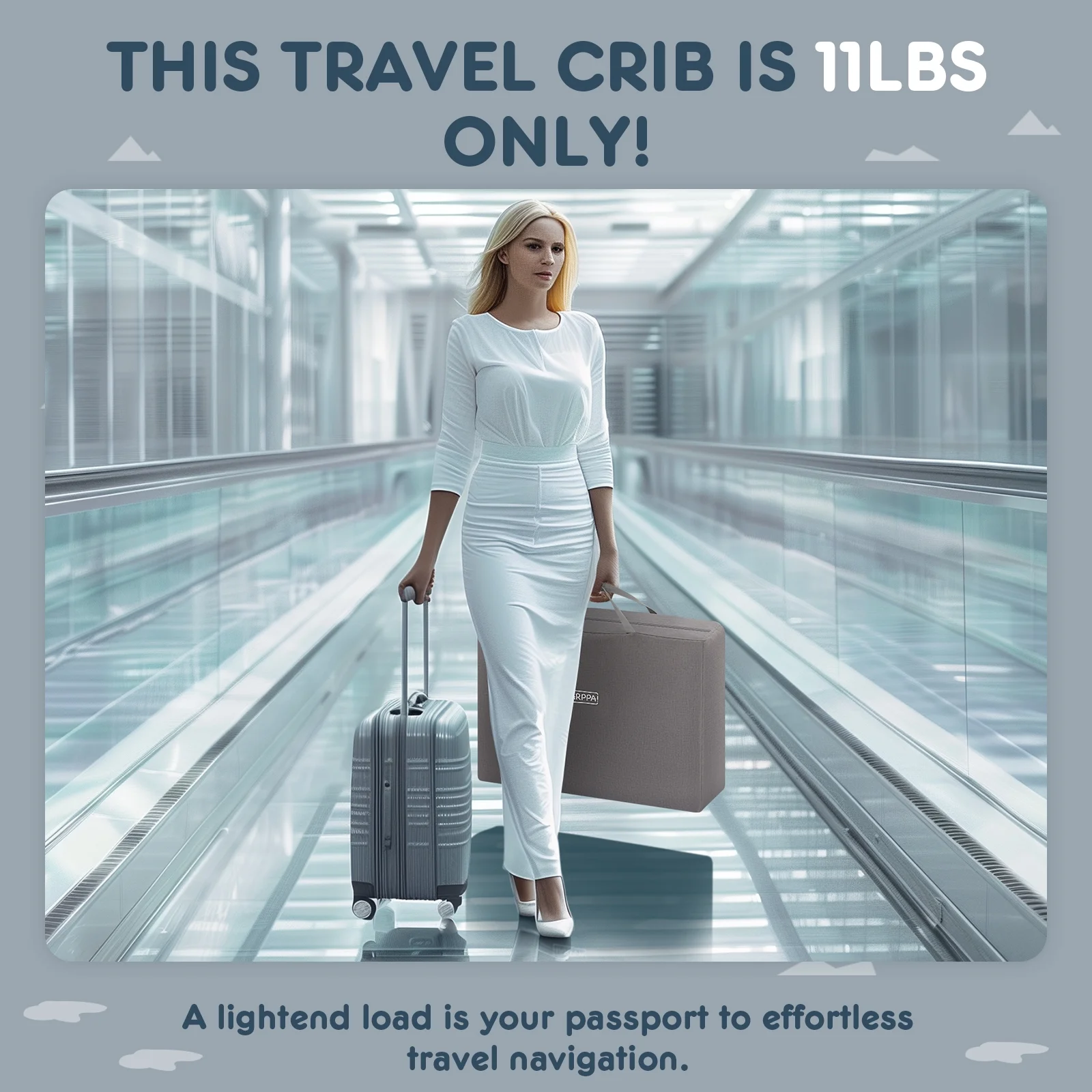 HARPPA Portable Travel Crib for Baby, Foldable Travel Playard with Mattress, Lightweight, Black - Womvr