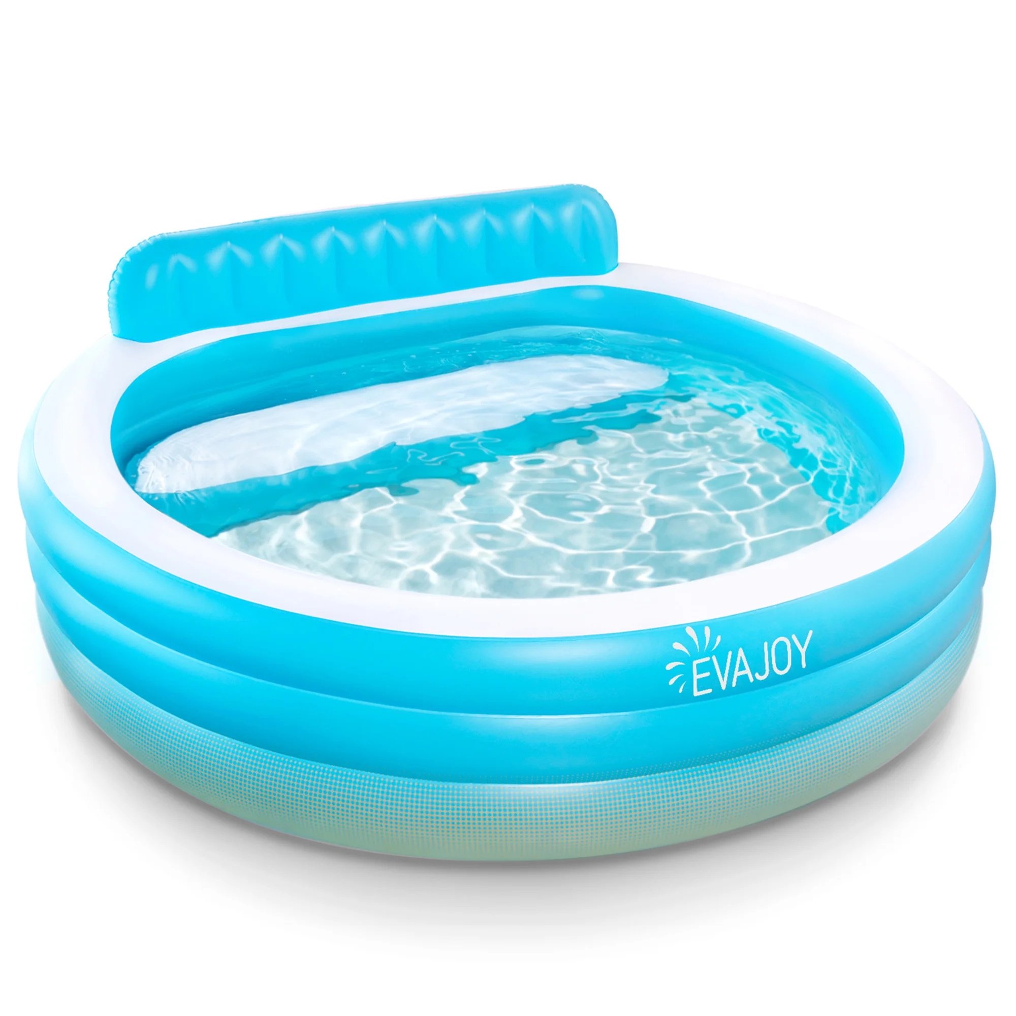 Evajoy Inflatable Pool, Family Lounge Swimming Pool with Seat for Kids Aldult, Round, 7.33 x 7.11 x 2.5 ft - Womvr