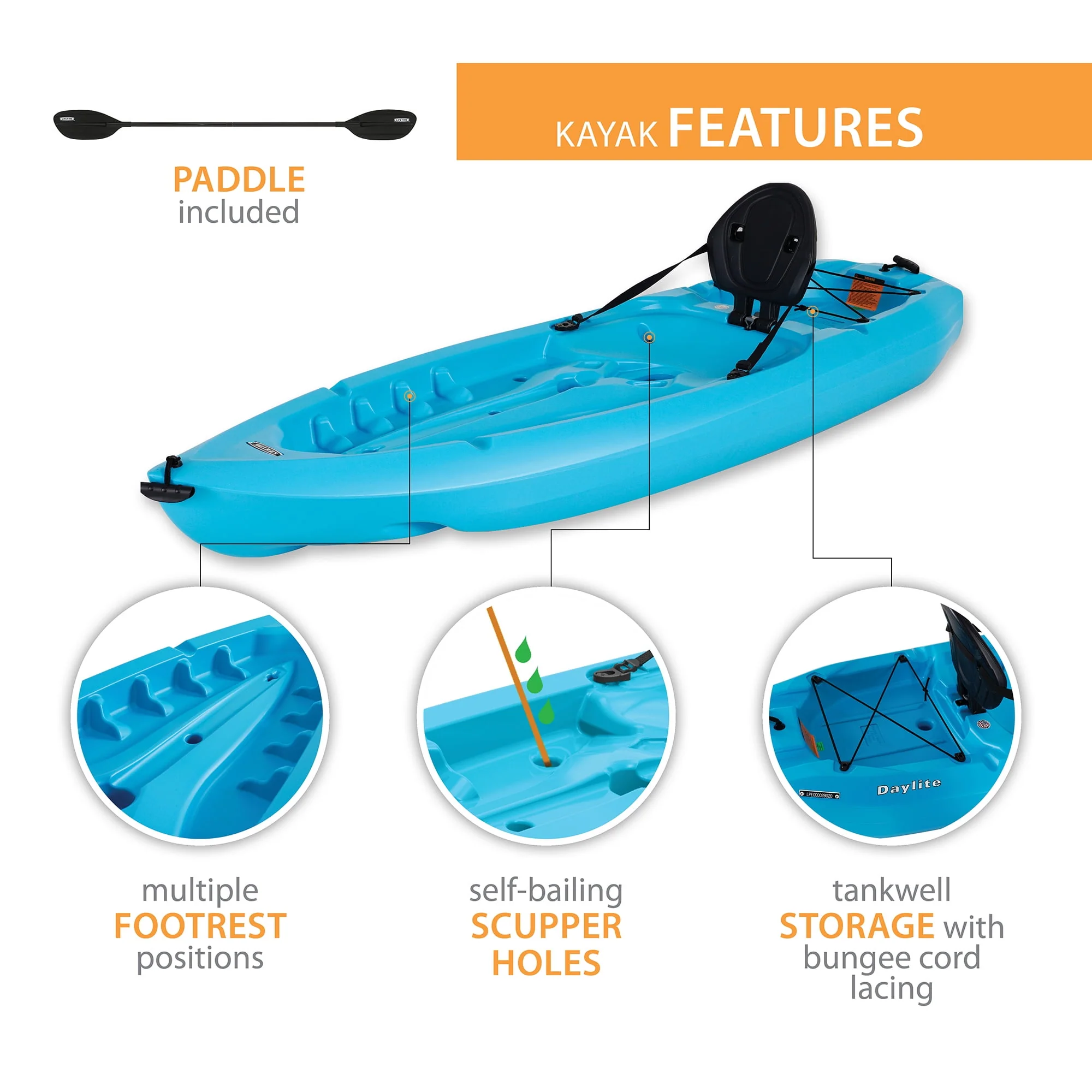 Lifetime Daylite 8 ft Sit-on-Top Kayak, Red (90775) - Womvr