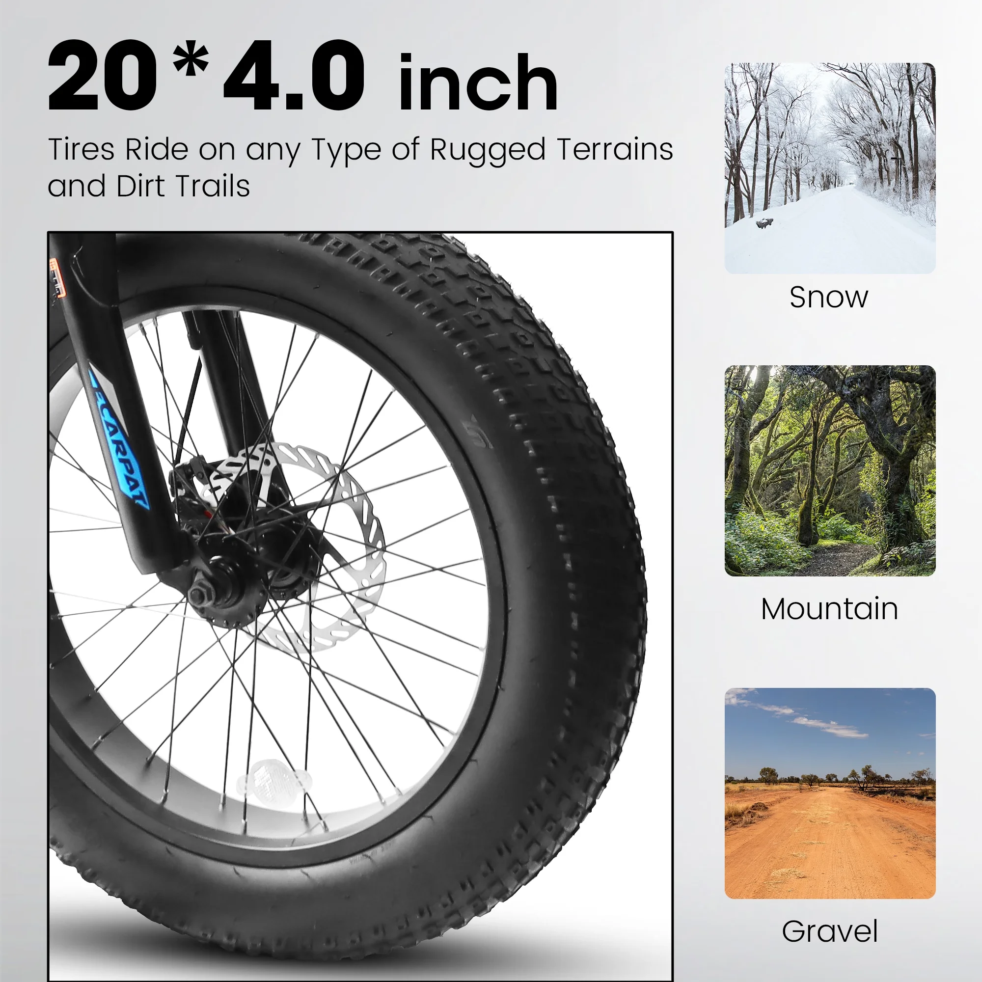 Fat Tire Bike for Kids, 20 inch Boys Bike with Disc Brakes 7 Speed, Black - Womvr