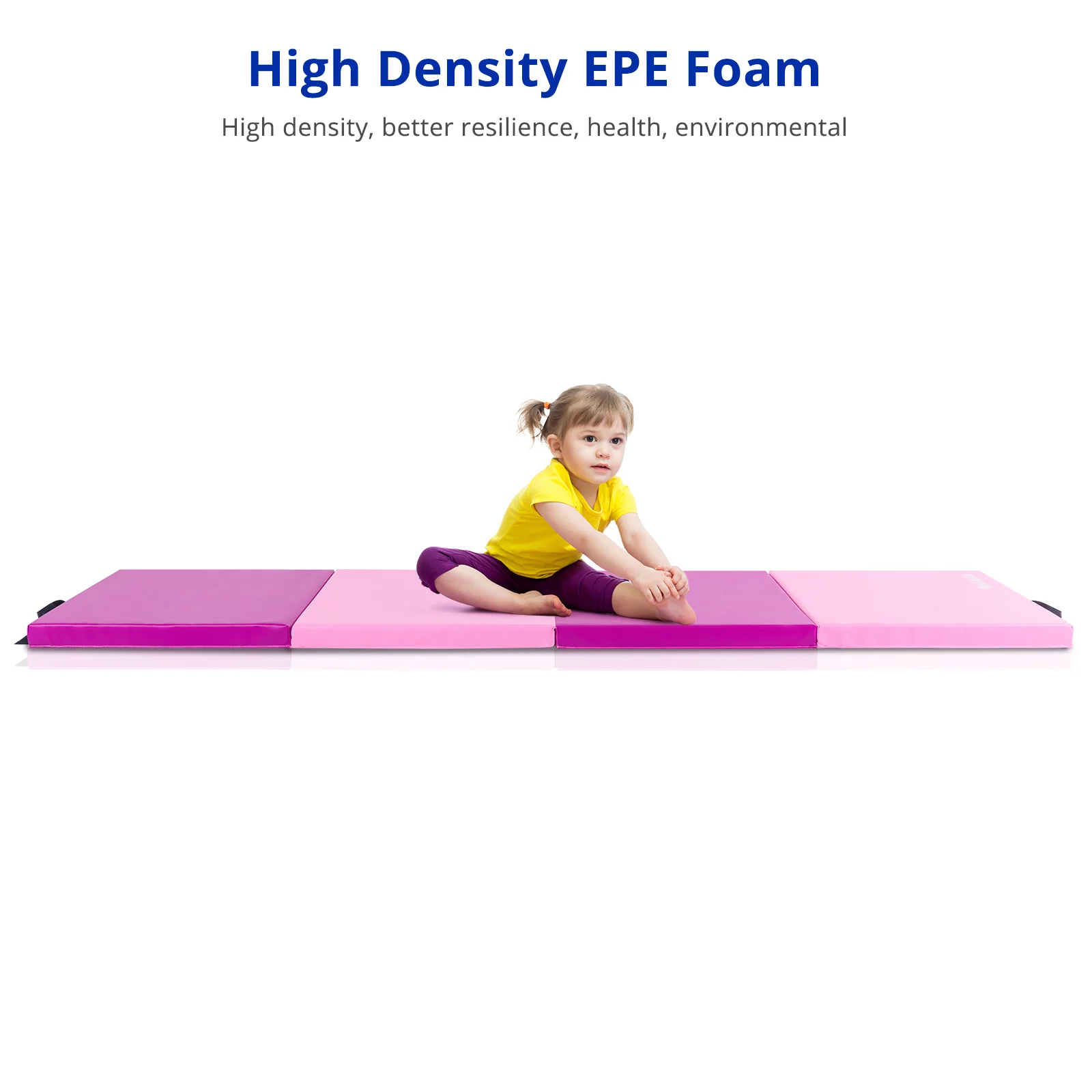 Matladin 8' Folding Gymnastics Gym Exercise Aerobics Mat, 8ft x 2ft x 2in PU Leather Tumbling Mats (Pink) - Womvr