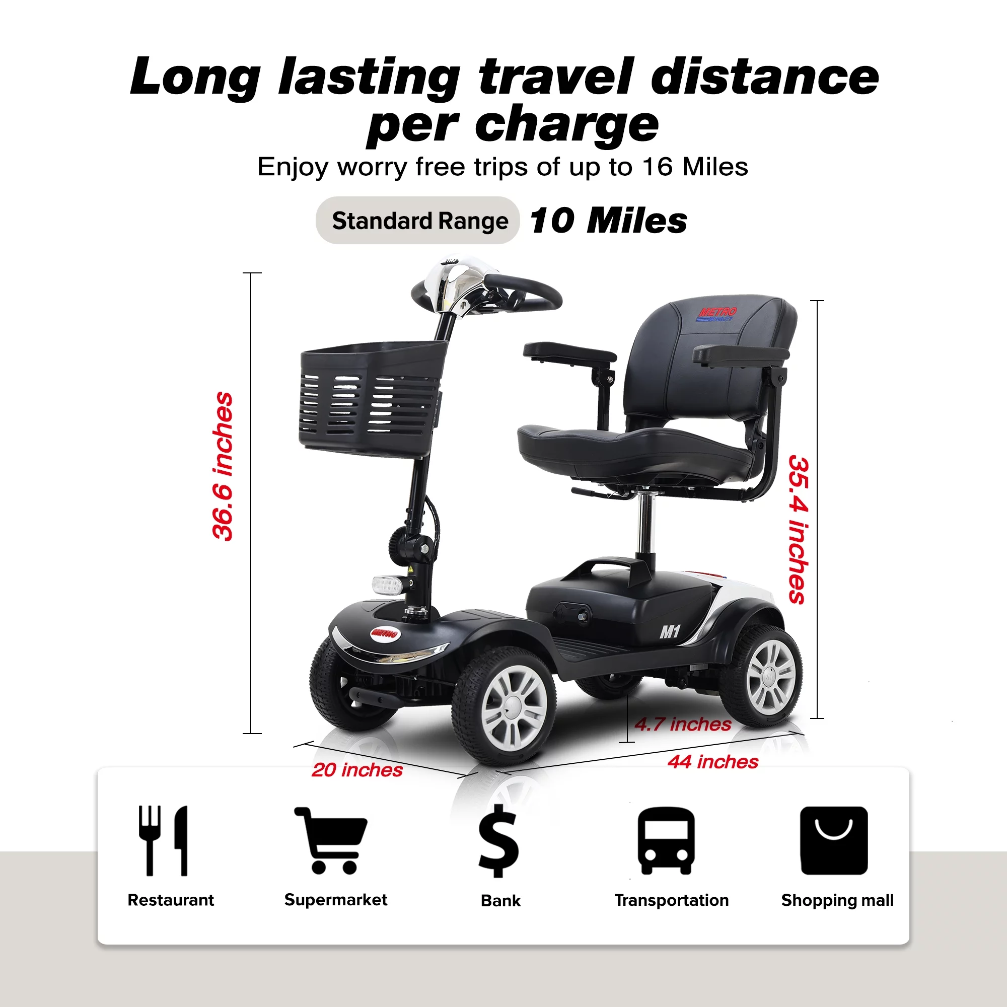 BTMWAY Mobility Scooter, 4 Wheels Electric Scooter for Seniors, Compact Folding Travel Mobility Scooters for Adult, Transformer Mobility Scooter with Swivel Seat, Front and Rear LED Light, Silver - Womvr