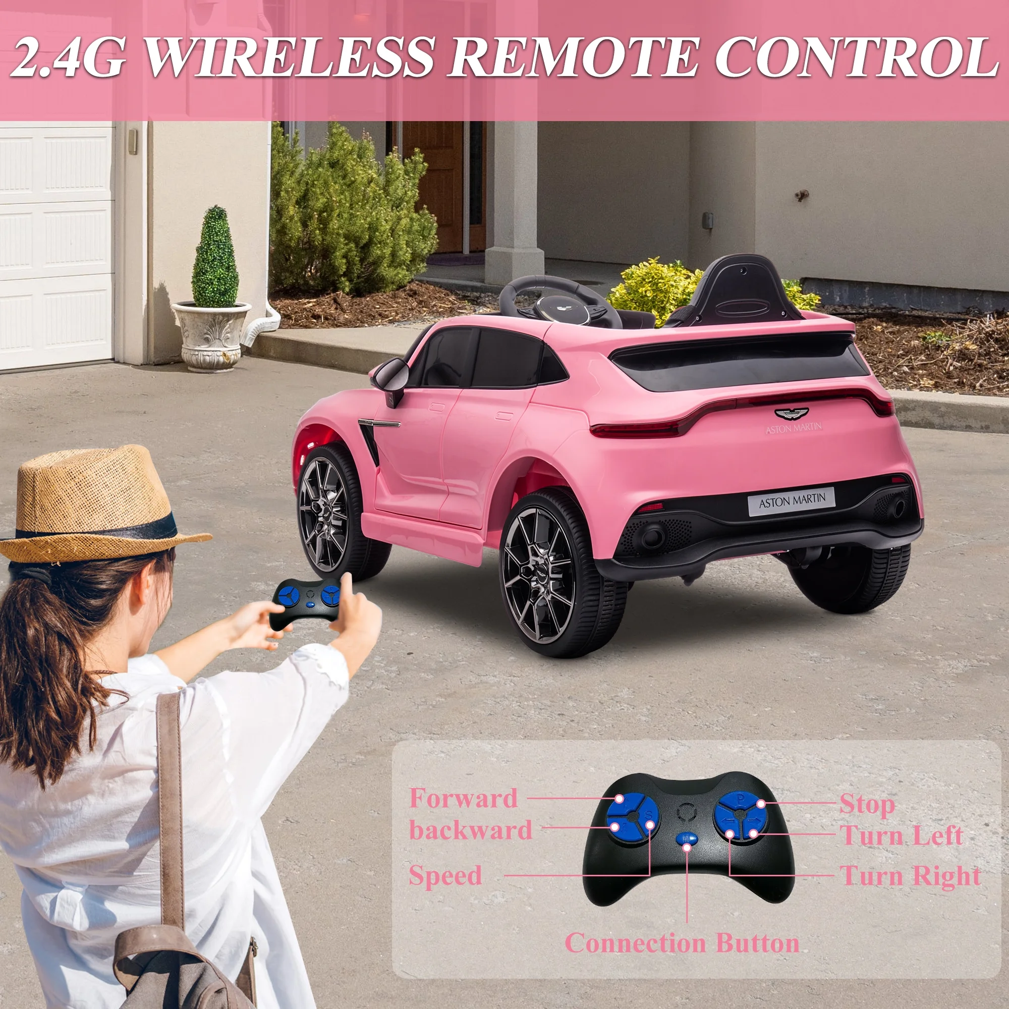 12V Ride on Car for Girls and Boys Licensed Mercedes Benz Electric Vehicle, MP3, Bluetooth, Ride On Toy for 3-5 Years Old, Red - Womvr