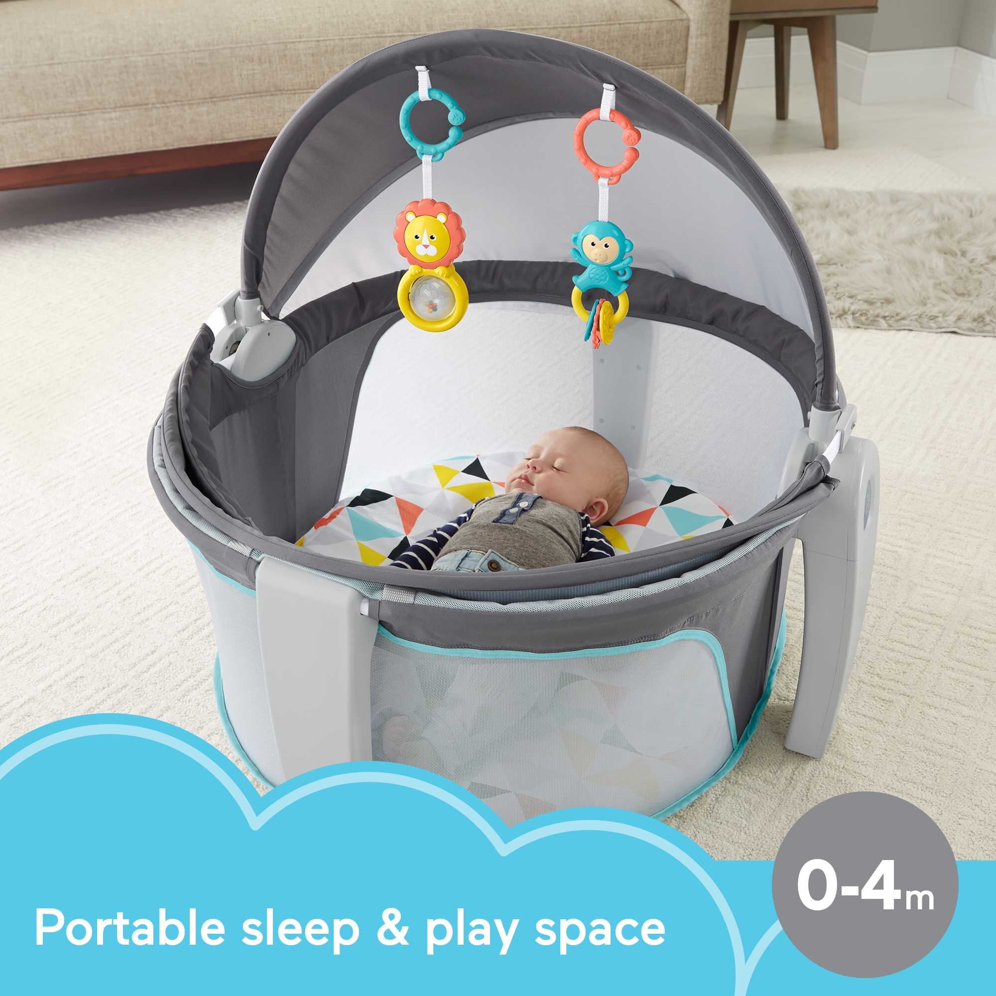 Fisher-Price On-the-Go Infant Dome Portable Bassinet and Play Space with Toys, Windmill - Womvr