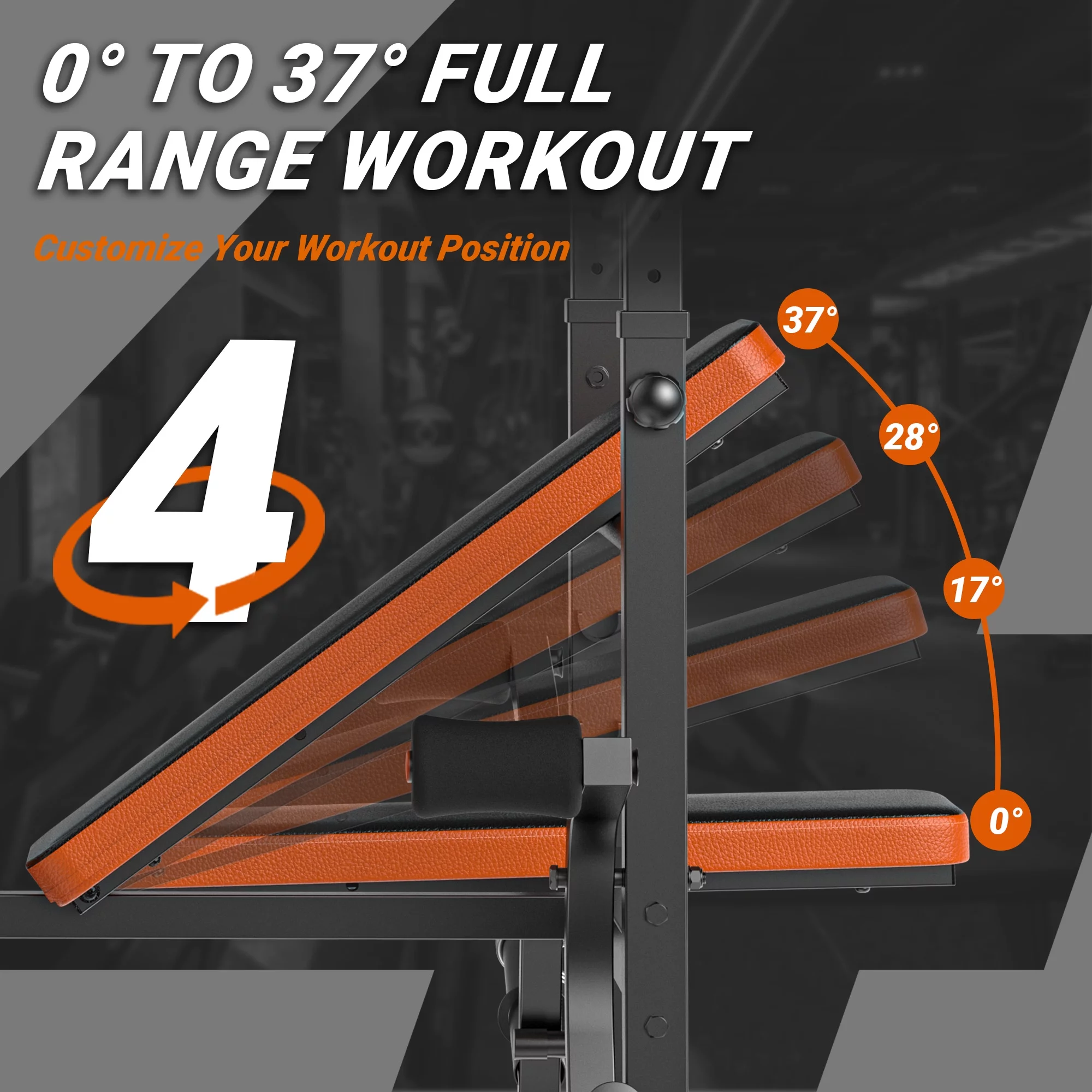 GIKPAL 6 Positions Adjustable Weight Bench,Foldable Workout Olympic Weight Bench Press for Full Body Strength Training,Incline, Flat, Decline,Maximum Weight 800 Lbs. - Womvr