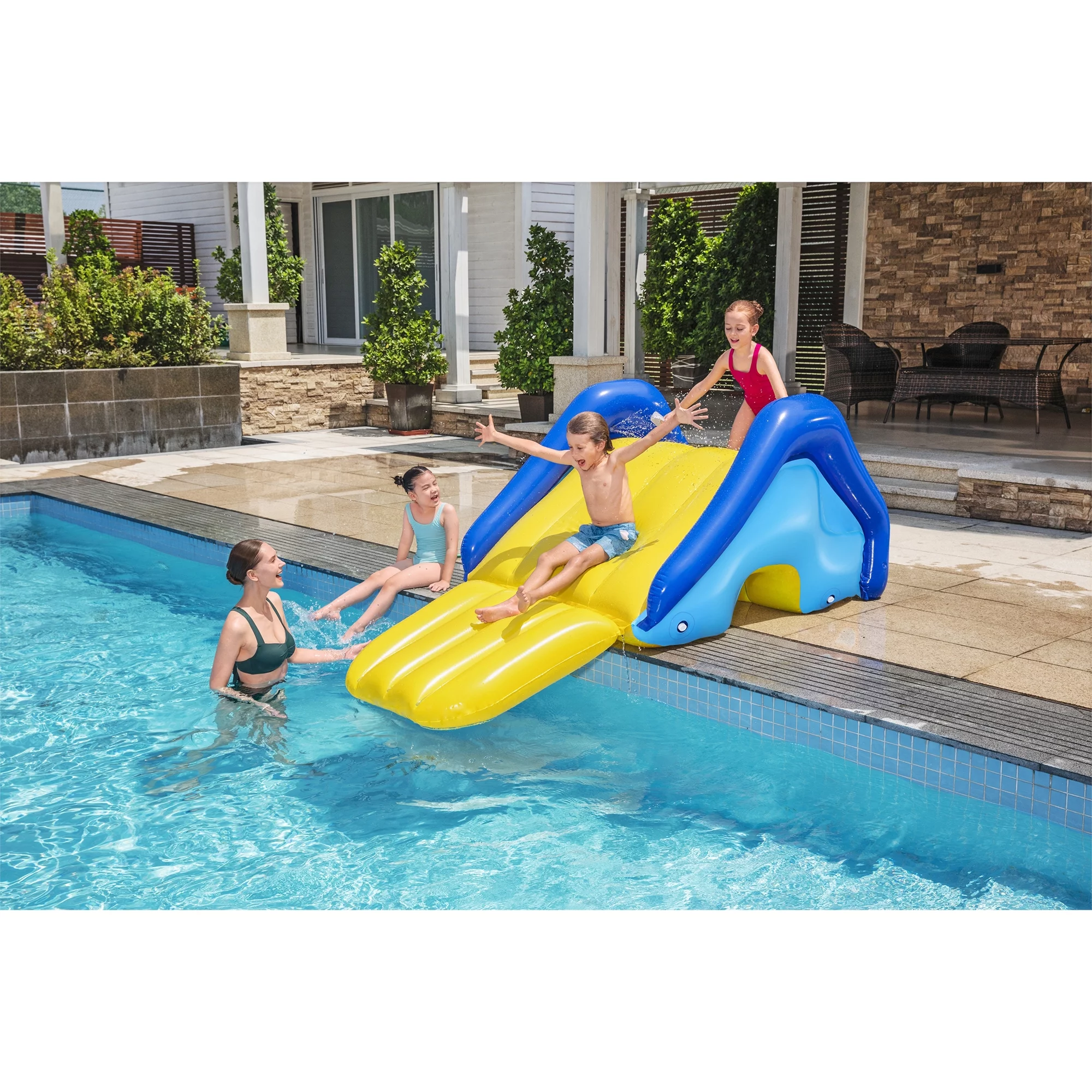 Bestway H2OGO! Giant Inflatable Outdoor Pool Water Slide with Built-In Sprinkler - Womvr