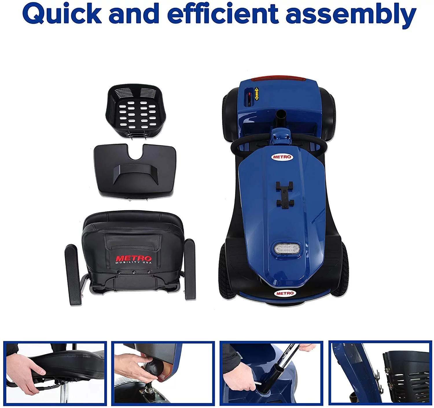 Segmart Mobility Scooter for Seniors, 20''W Armrest, Windshield, Rear Suspension, Front Rear Light, Cup Holder, USB Charging Port, Gift Flag, 300lbs, Red - Womvr