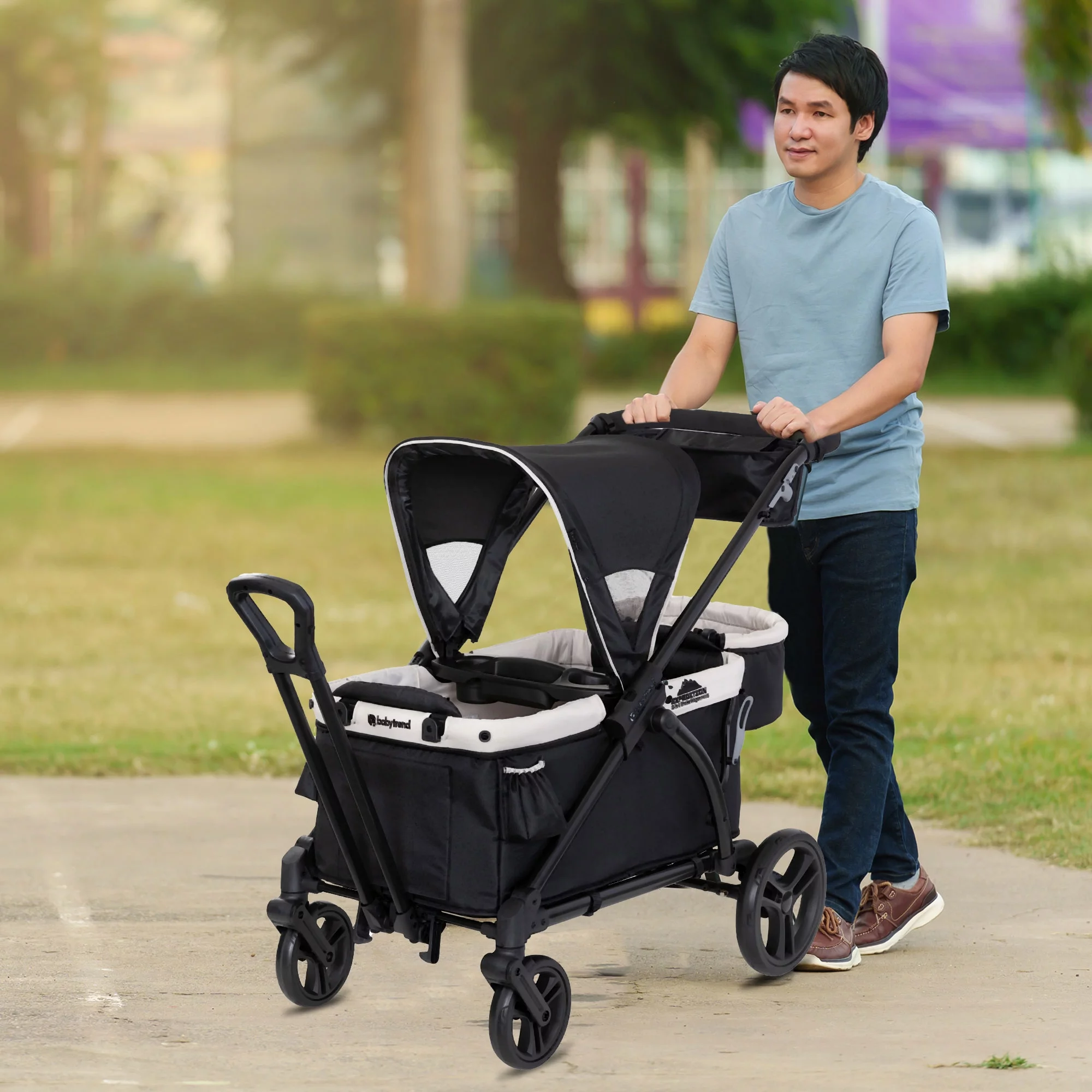 Baby Trend Expedition 2-in-1 Stroller Wagon PLUS with Canopy, Modern Khaki - Womvr