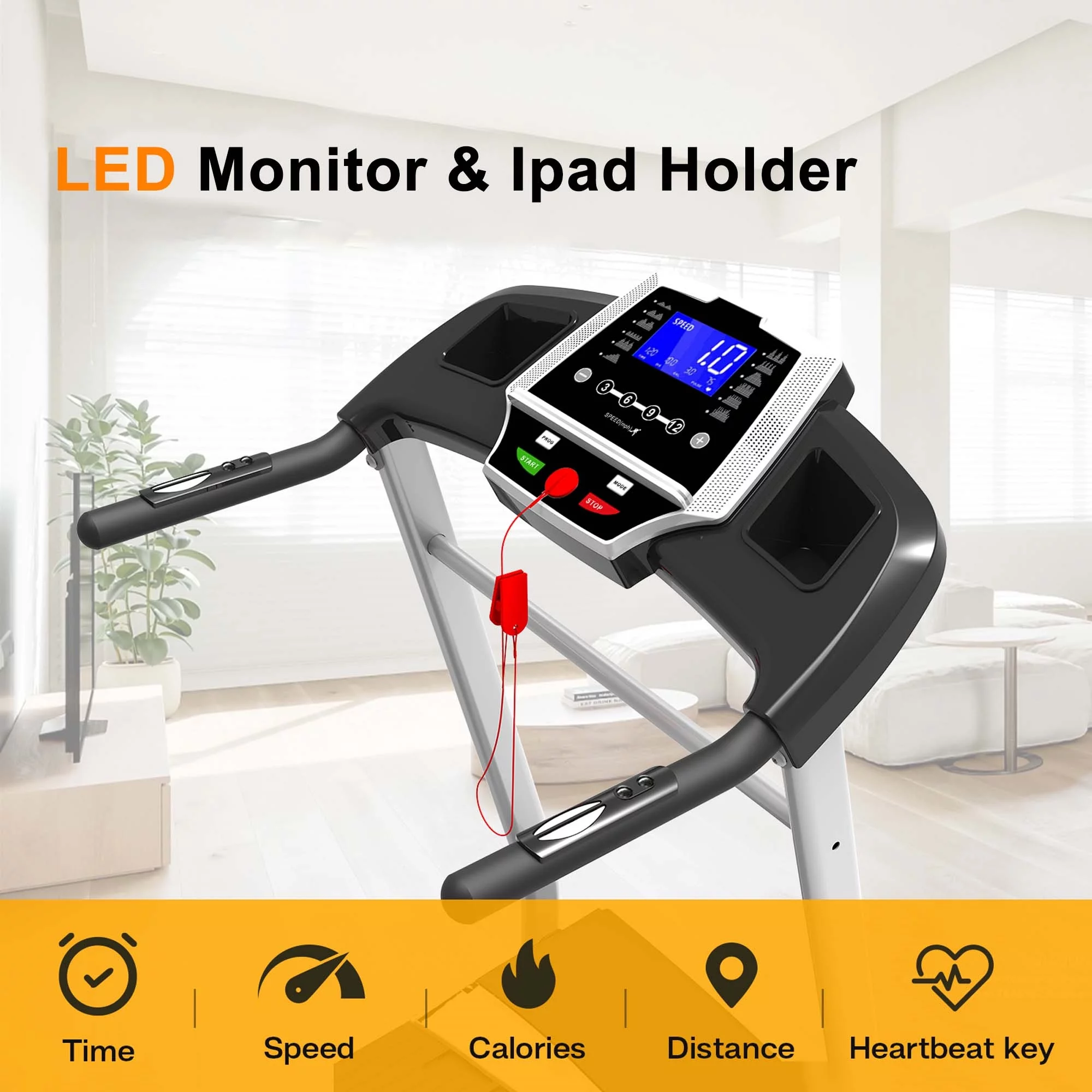 Aukfa Folding Treadmill with Incline, 265 lbs Capacity, 7.5 mph Max Speed for Home Gym Workout - Womvr