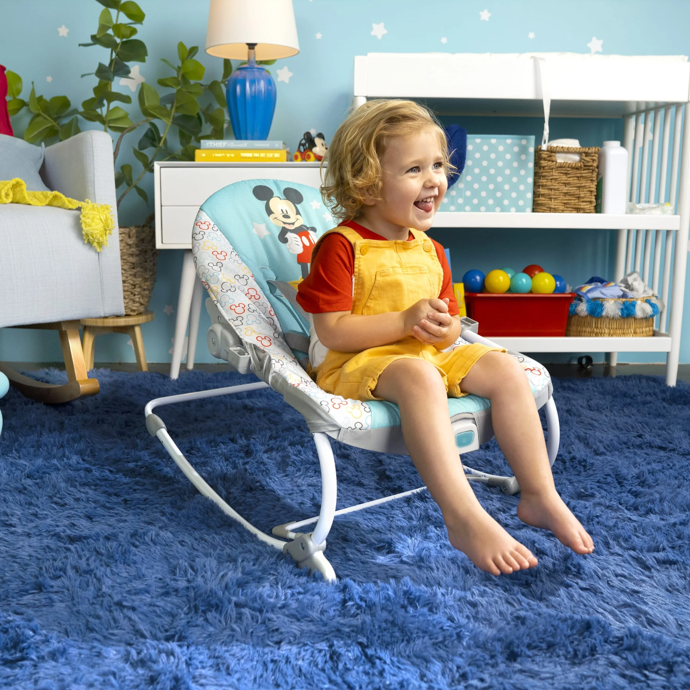 Disney Baby 2-in-1 Slip Resistant Vibrating Infant & Toddler Baby Rocker Chair, Mickey Mouse by Bright Starts - Womvr