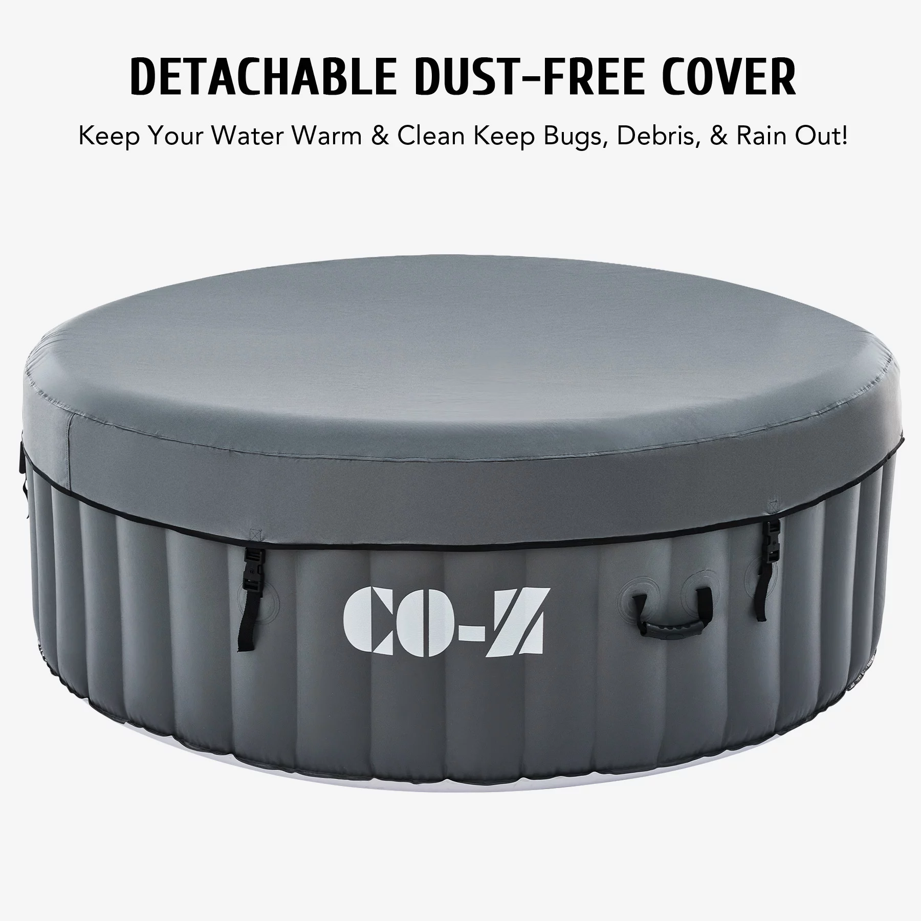 CO-Z 4 Person 6ft Inflatable Hot Tub Pool with Massage Jets and All Accessories Gray - Womvr