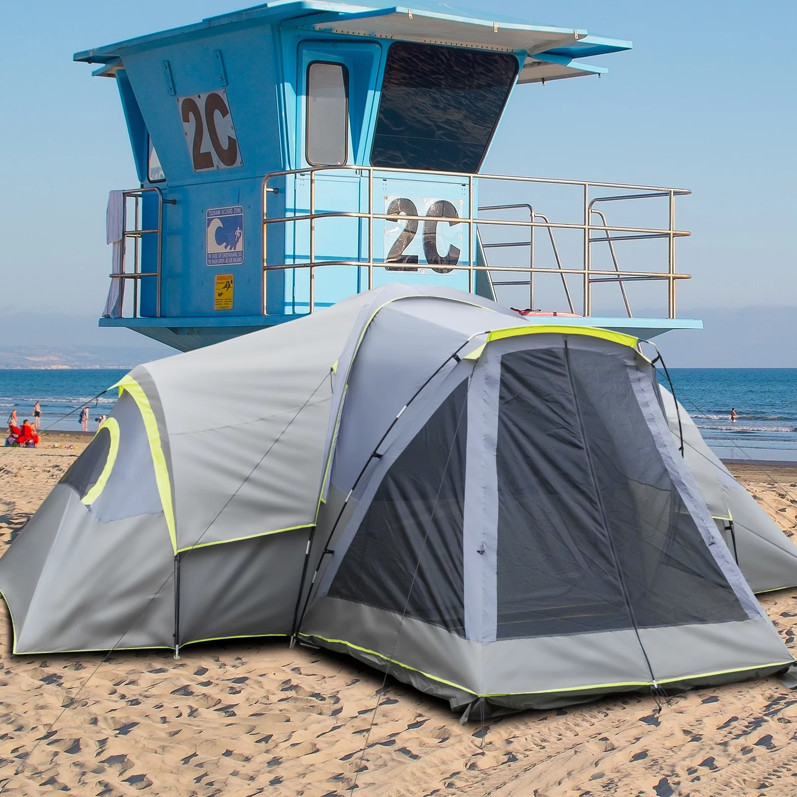 SalonMore 10 Person Tent for Camping Waterproof Family Cabin Tent with Top Rainfly - Womvr