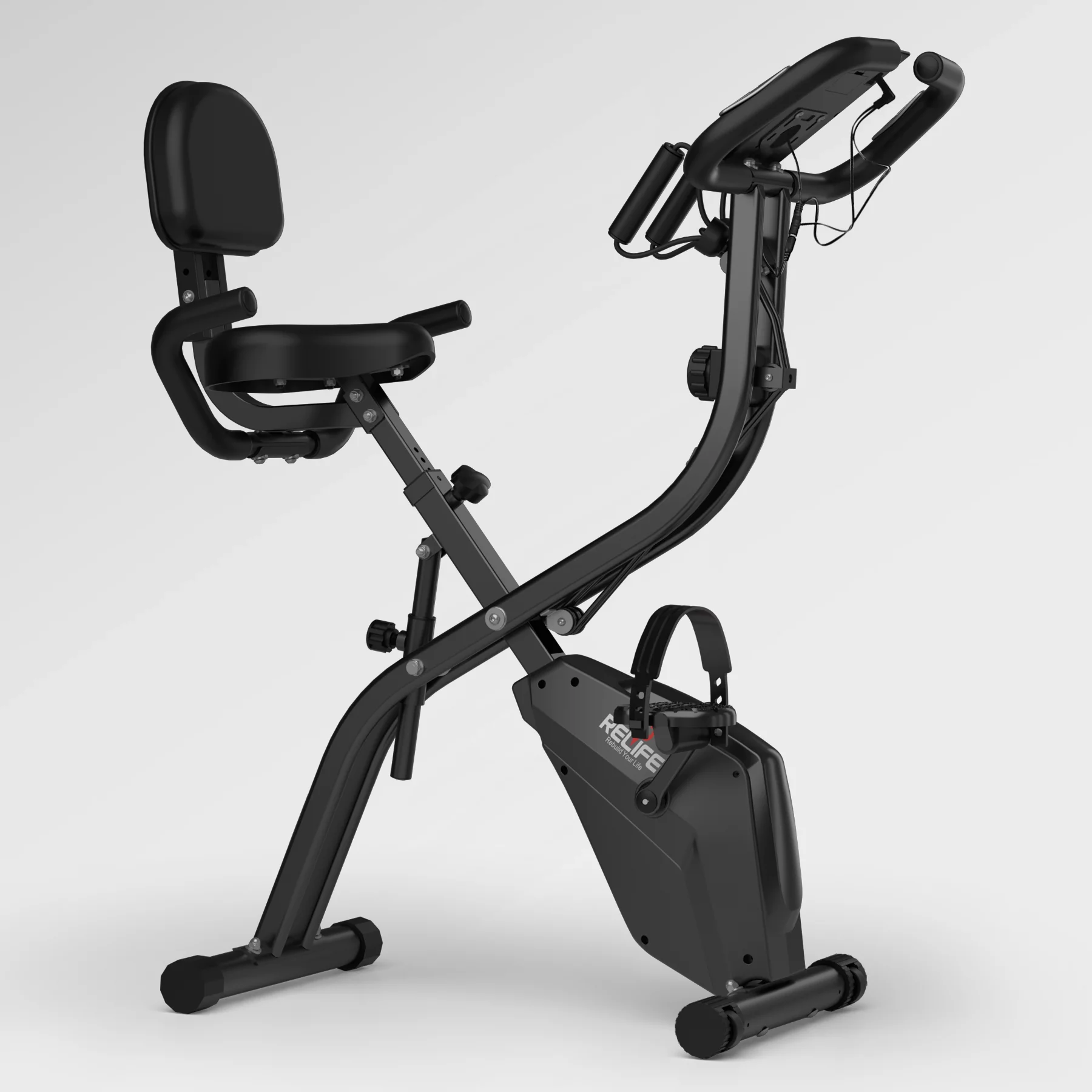 Relife Sports Upright  Exercise Bike with Fitness APP Foldable Stationary Bike for Home Gym , Black - Womvr