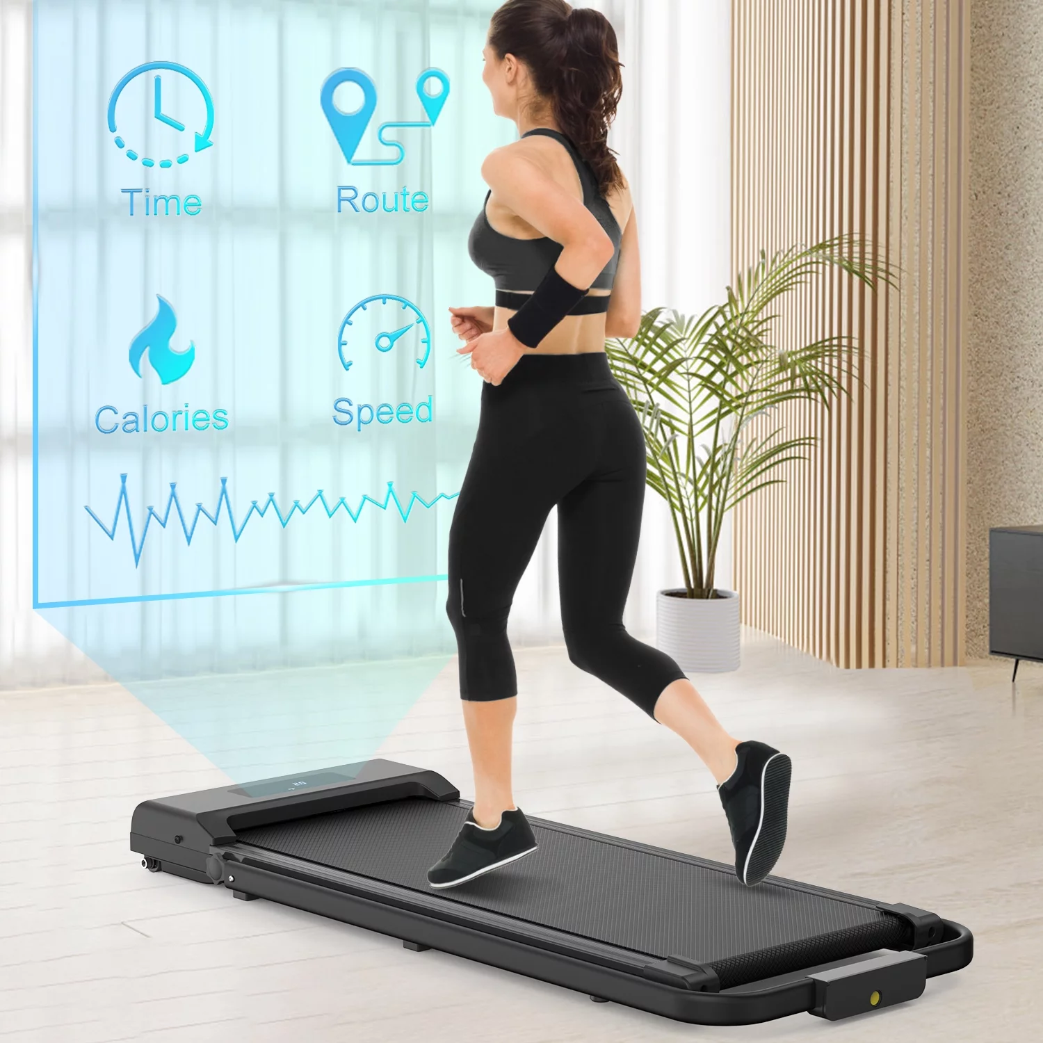 Bigzzia Walking Pad Under Desk Treadmill, Treadmills with Remote Control & LCD Display for Home Office, 265 lbs Max Weight, Gray - Womvr