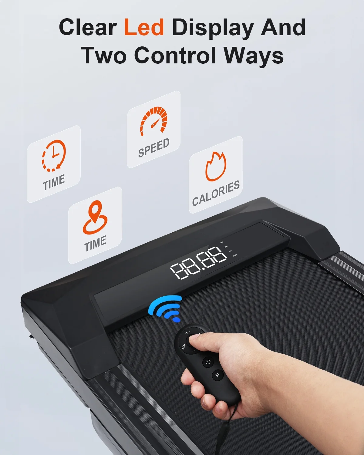 UPGO 2.25HP Walking Pad Under Desk Treadmill with 330 lbs Weight Capacity Walking Jogging Machine with Remote Control and LED for Home/Office - Womvr