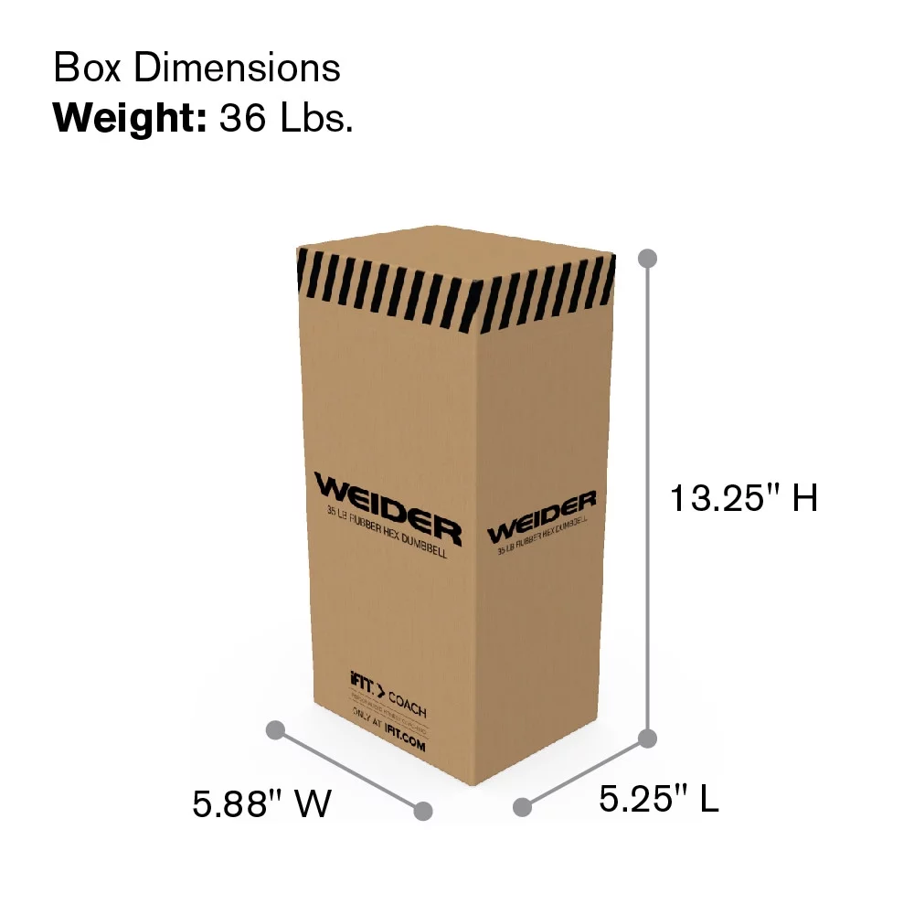 Weider Rubber Hex Dumbbell, 45 lbs - Sold Individually - Womvr