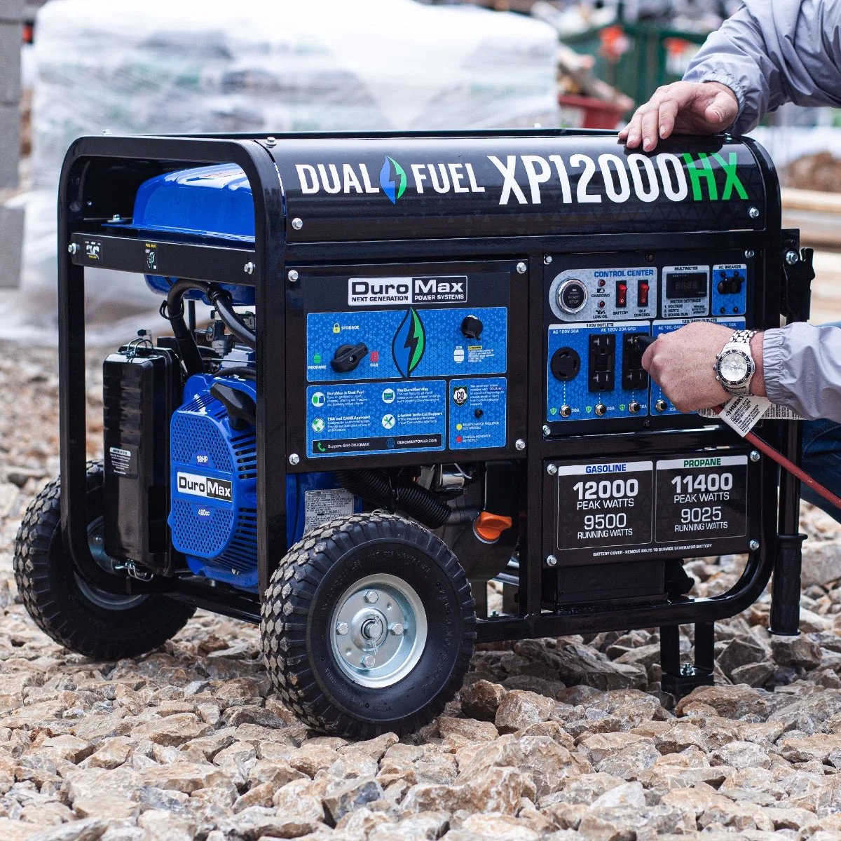 Duromax-XP12000HX DuroMax Generator Dual Fuel Gas Propane Portable with CO Alert 12,000 Watt - Womvr