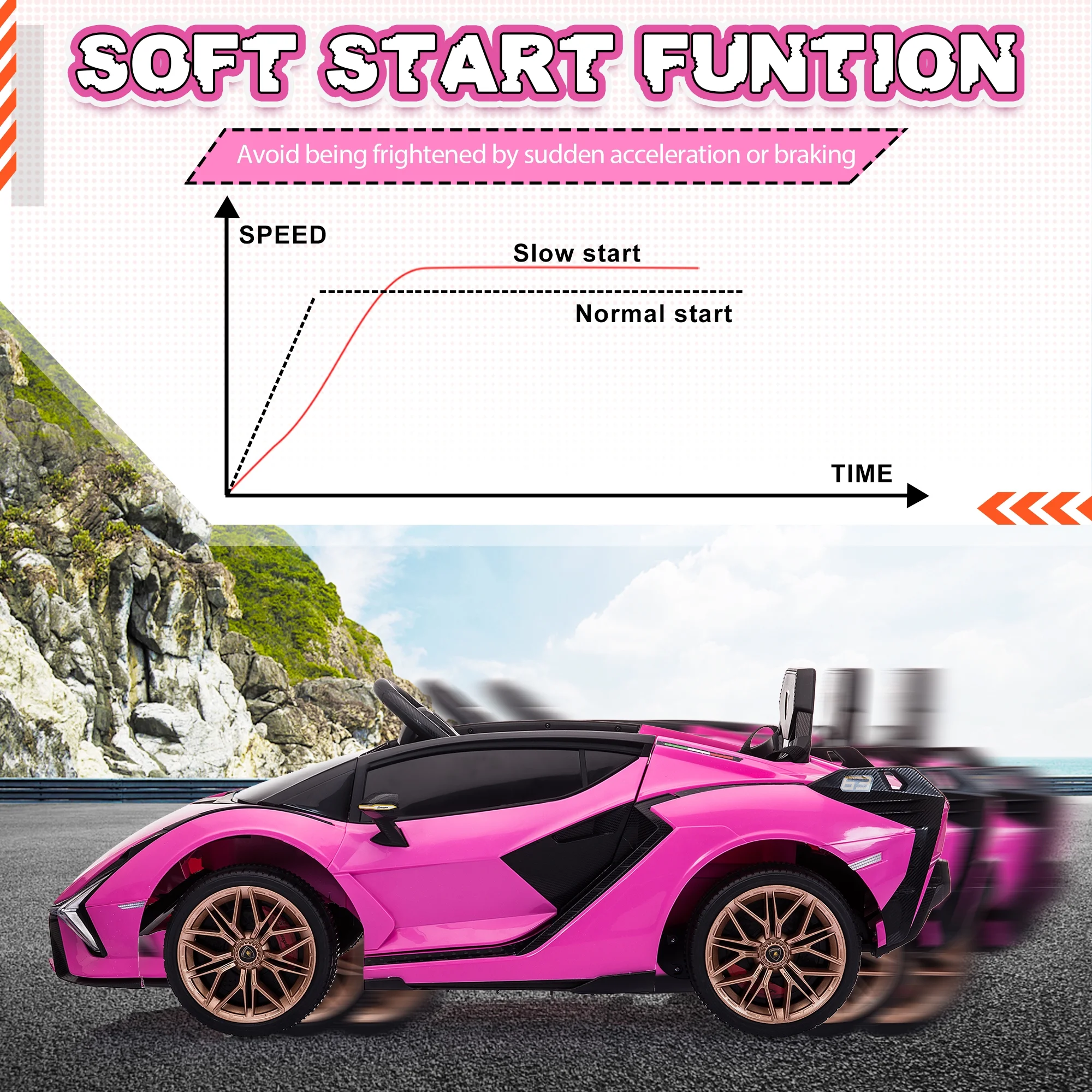 TOBBI 24V Lamborghini STO Licensed Kids Ride on Drift Car Gray Electric Car W/Remote Control LED Lights, up to 10 mph - Womvr