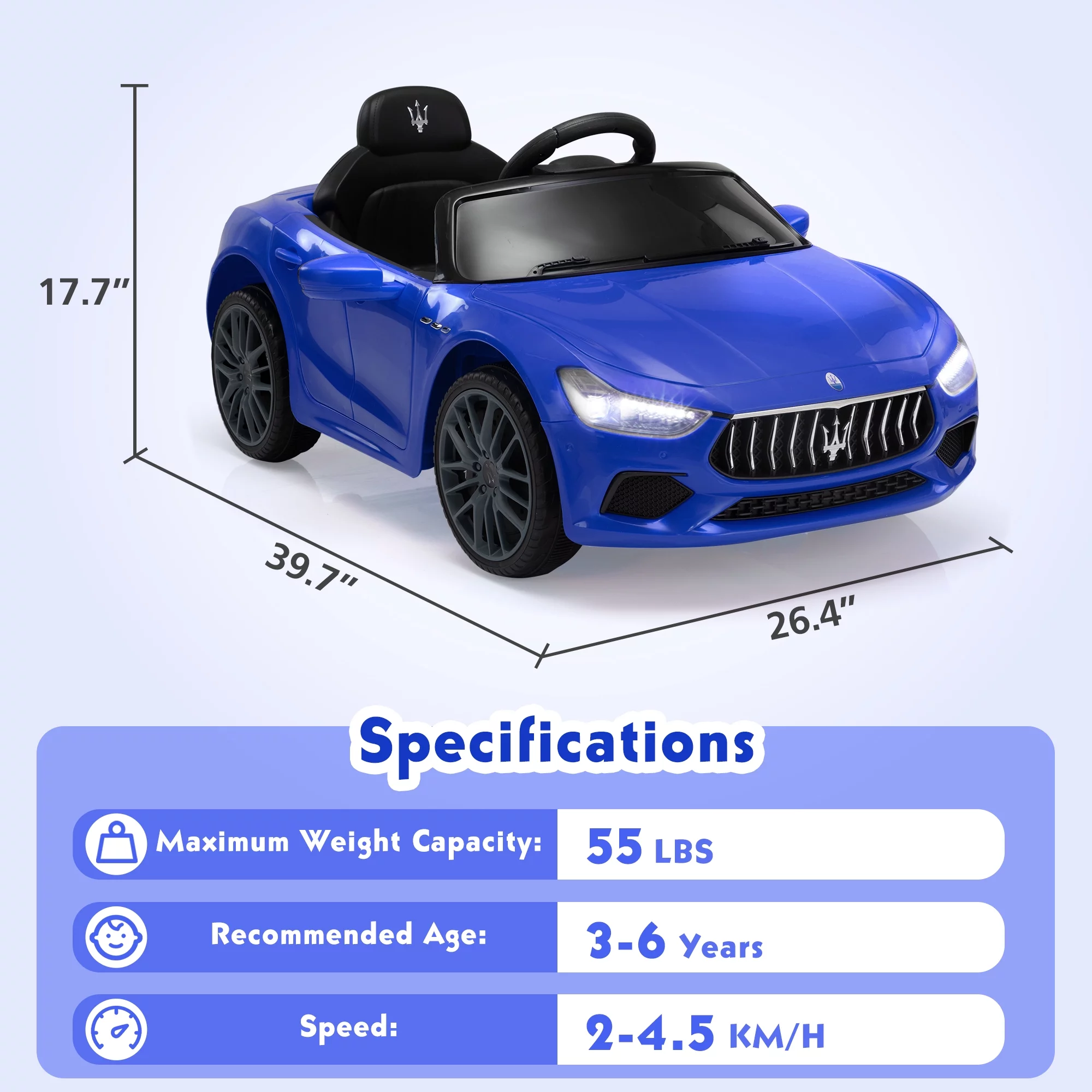 12V Maserati Licensed Kids Ride on Car Battery Powered Toy Car W/ Remote Control LED MP3 USB, Pink - Womvr