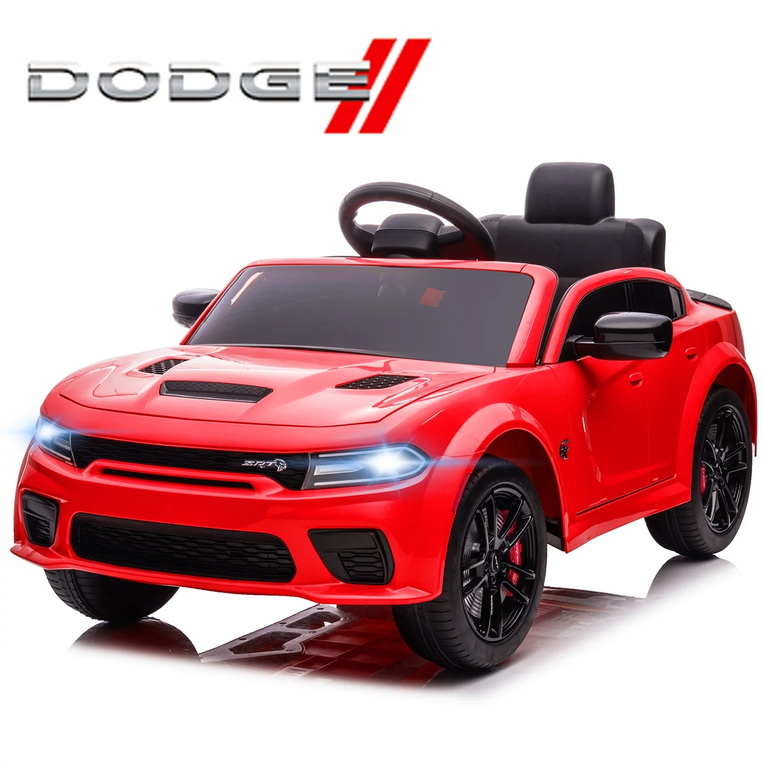uhomepro Black 12 V Dodge Charger SRT Hellcat Battery Powered Ride on Cars with Remote Control, Bluetooth, LED Light and MP3 Player - Womvr