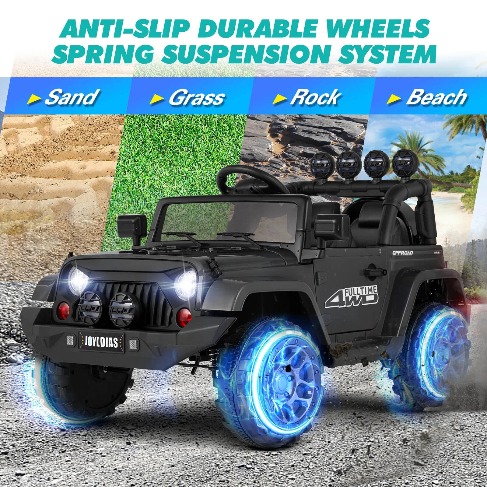 JOYLDIAS 12V Kids Ride on Truck Electric Car with DIY Stickers, Bluetooth, Remote Control, MP3 Player, LED Lights (Pink) - Womvr