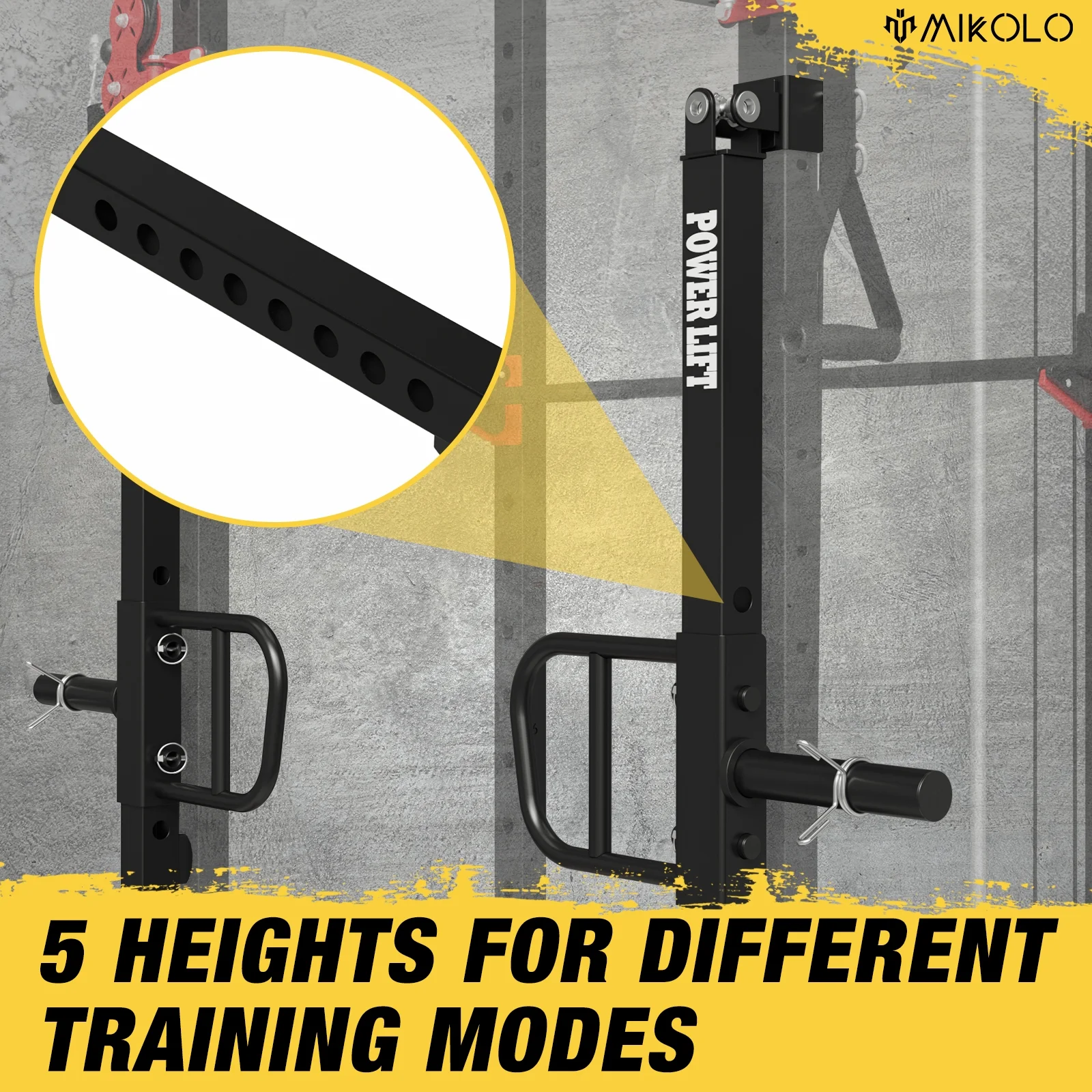 Mikolo Power Rack Cage, 1500 lbs Weight Rack with Cable Crossover Machine,Multi-Function Squat Rack with J Hooks,Dip Bars and Landmine for Home Gym (Black), Plate Loaded Machine - Womvr