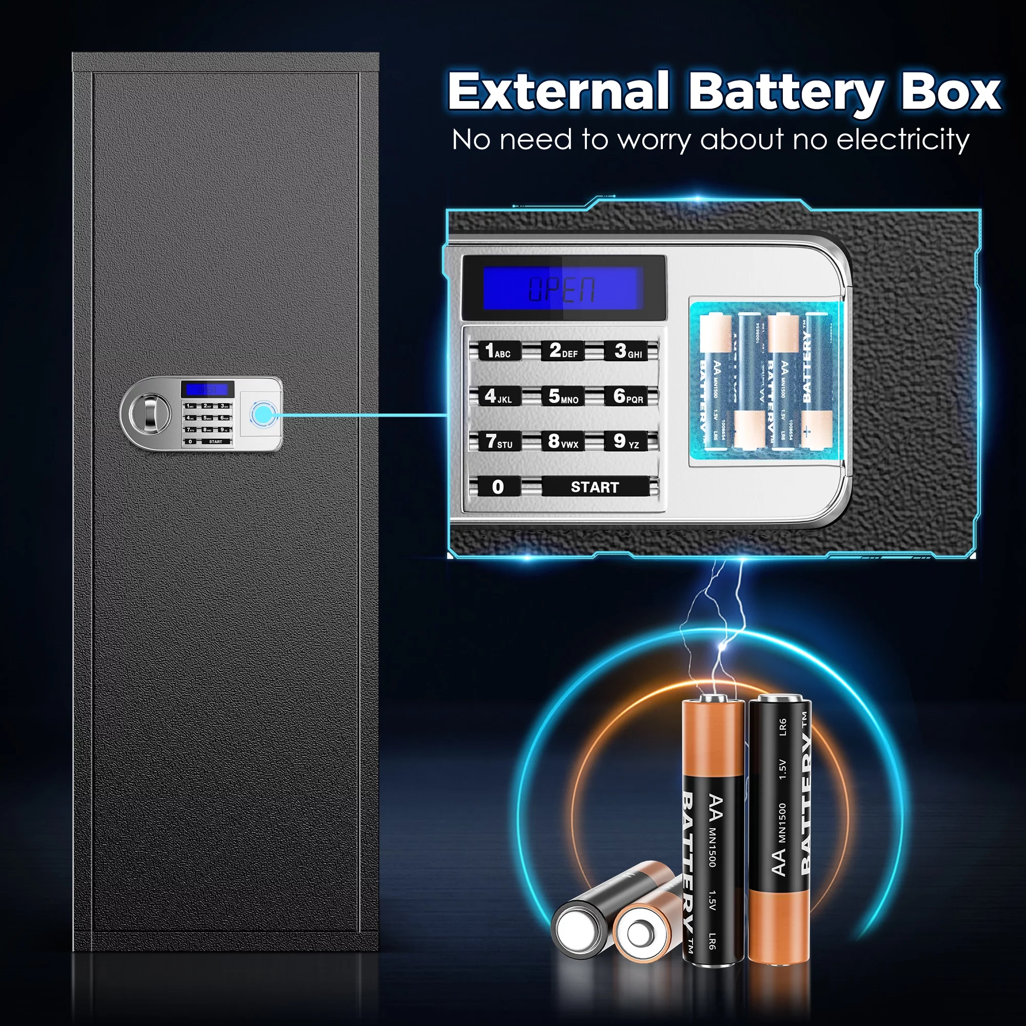 SRWTRCHRY Fingerprint 5-Gun Safe, 2s Quick Access Gun Cabinet with 2 Open Ways, Electronic Storage Cabinet for Rifles, Heavy-Duty Security Cabinet with Removable Shelf, 56''H - Womvr