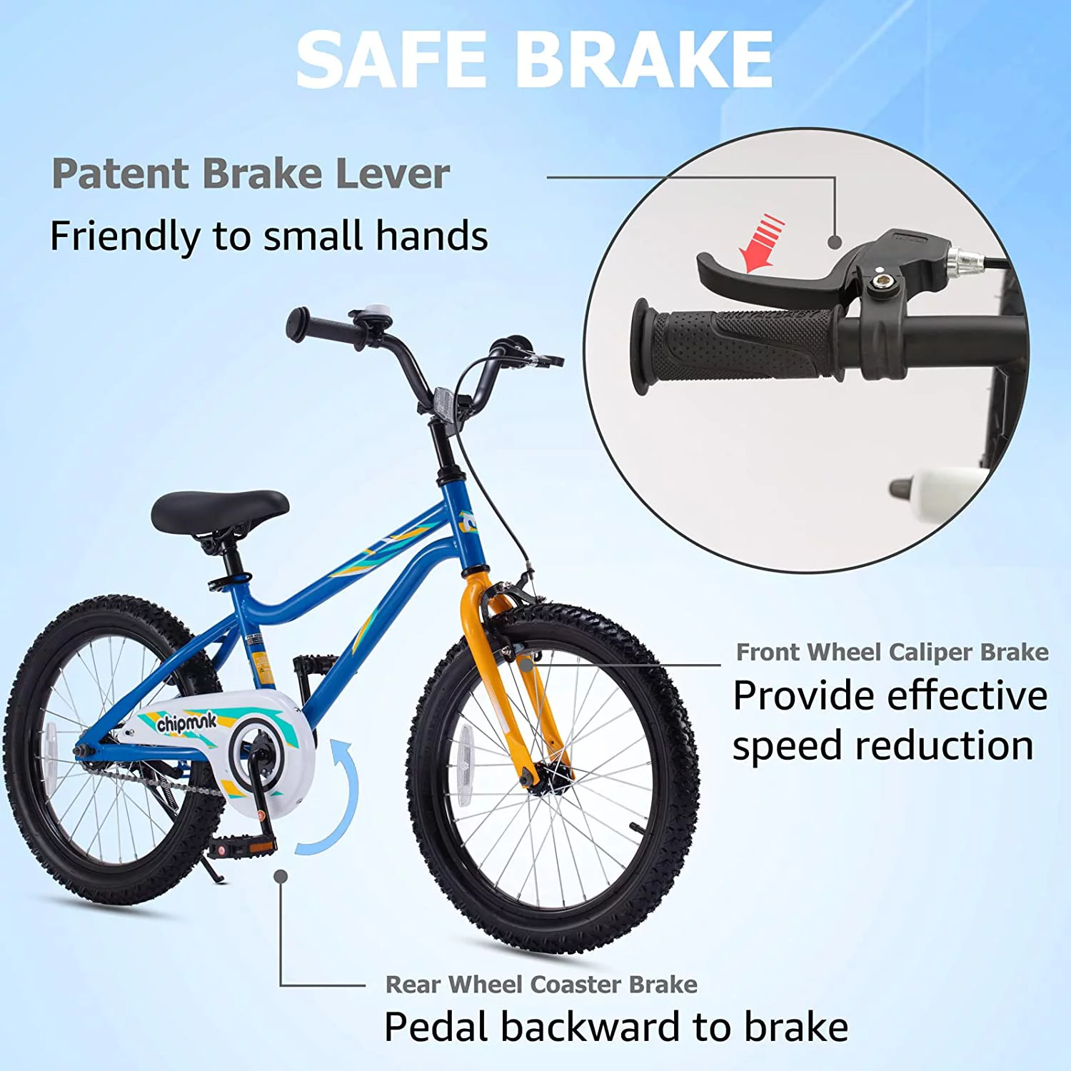 RoyalBaby Chipmunk Kids Bike Boys Girls 18 Inch Bicycle with Kickstand Blue - Womvr